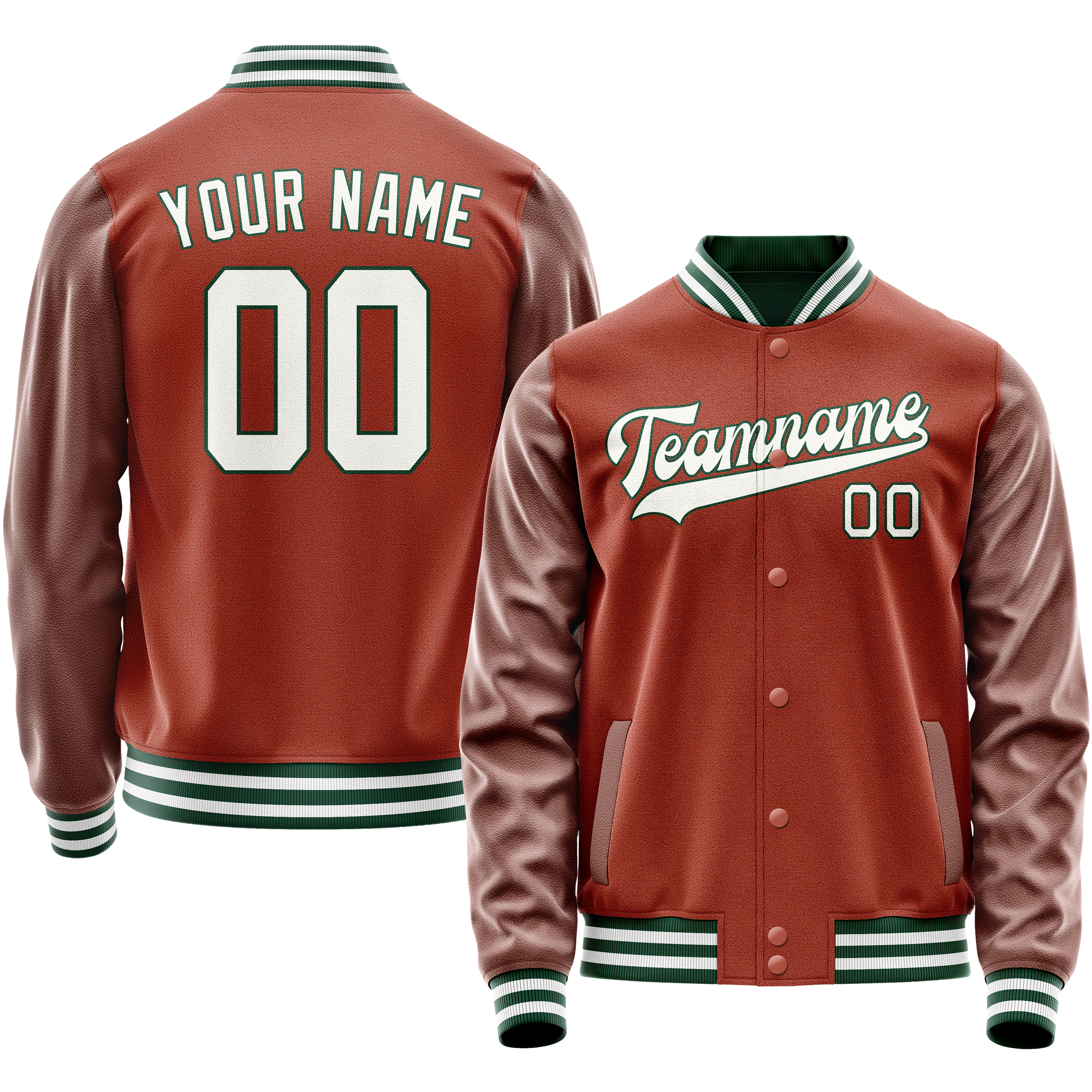 Custom Texas-Orange White Solid Color Varsity Letterman Jacket JA02240617JG424