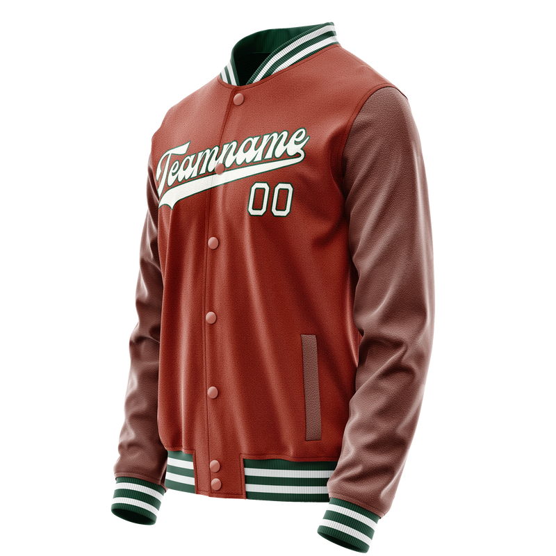 Custom Texas-Orange White Solid Color Varsity Letterman Jacket JA02240617JG424