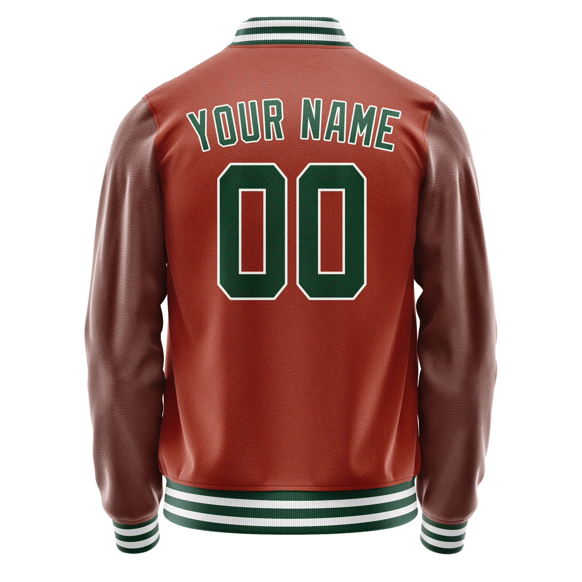 Custom Texas-Orange Kelly-Green Solid Color Varsity Letterman Jacket JA02240617JG423
