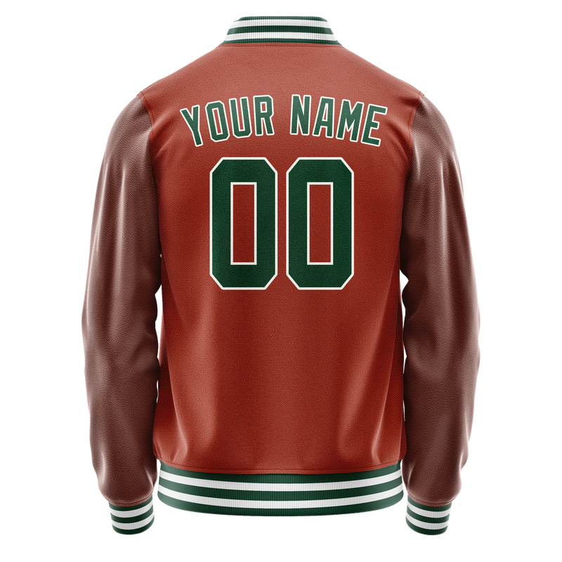 Custom Texas-Orange Kelly-Green Solid Color Varsity Letterman Jacket JA02240617JG423