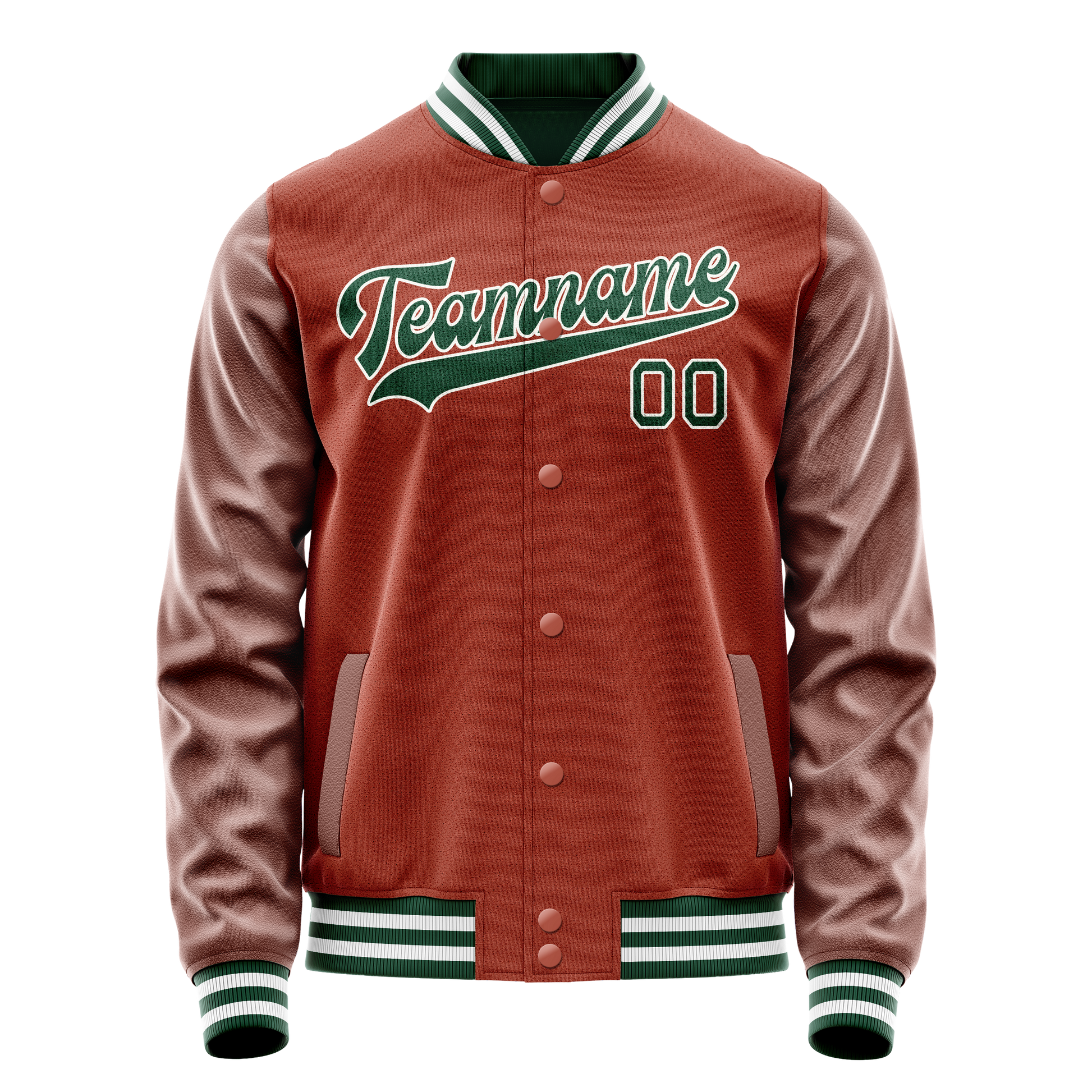 Custom Texas-Orange Kelly-Green Solid Color Varsity Letterman Jacket JA02240617JG423