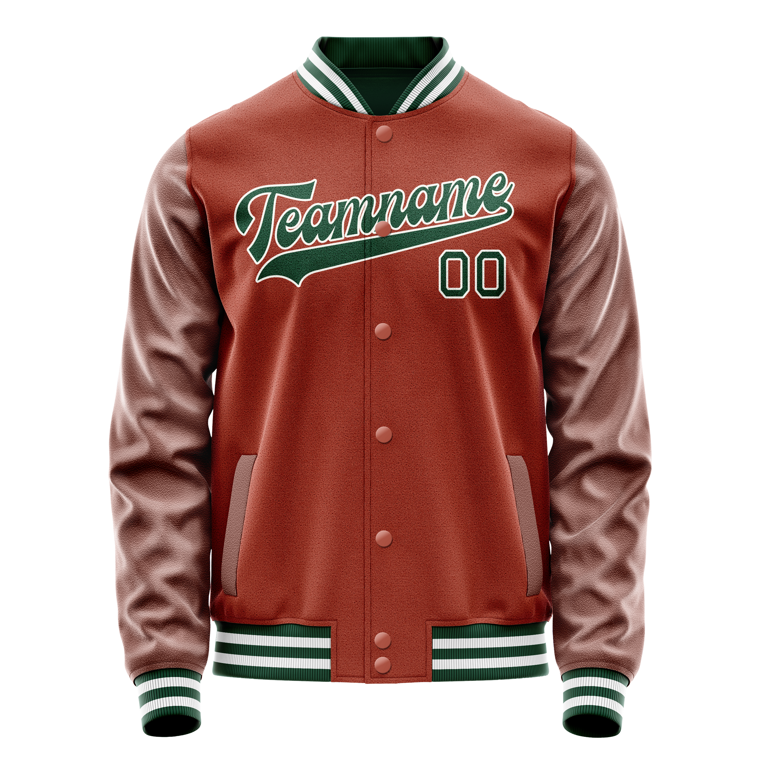 Custom Texas-Orange Kelly-Green Solid Color Varsity Letterman Jacket JA02240617JG423