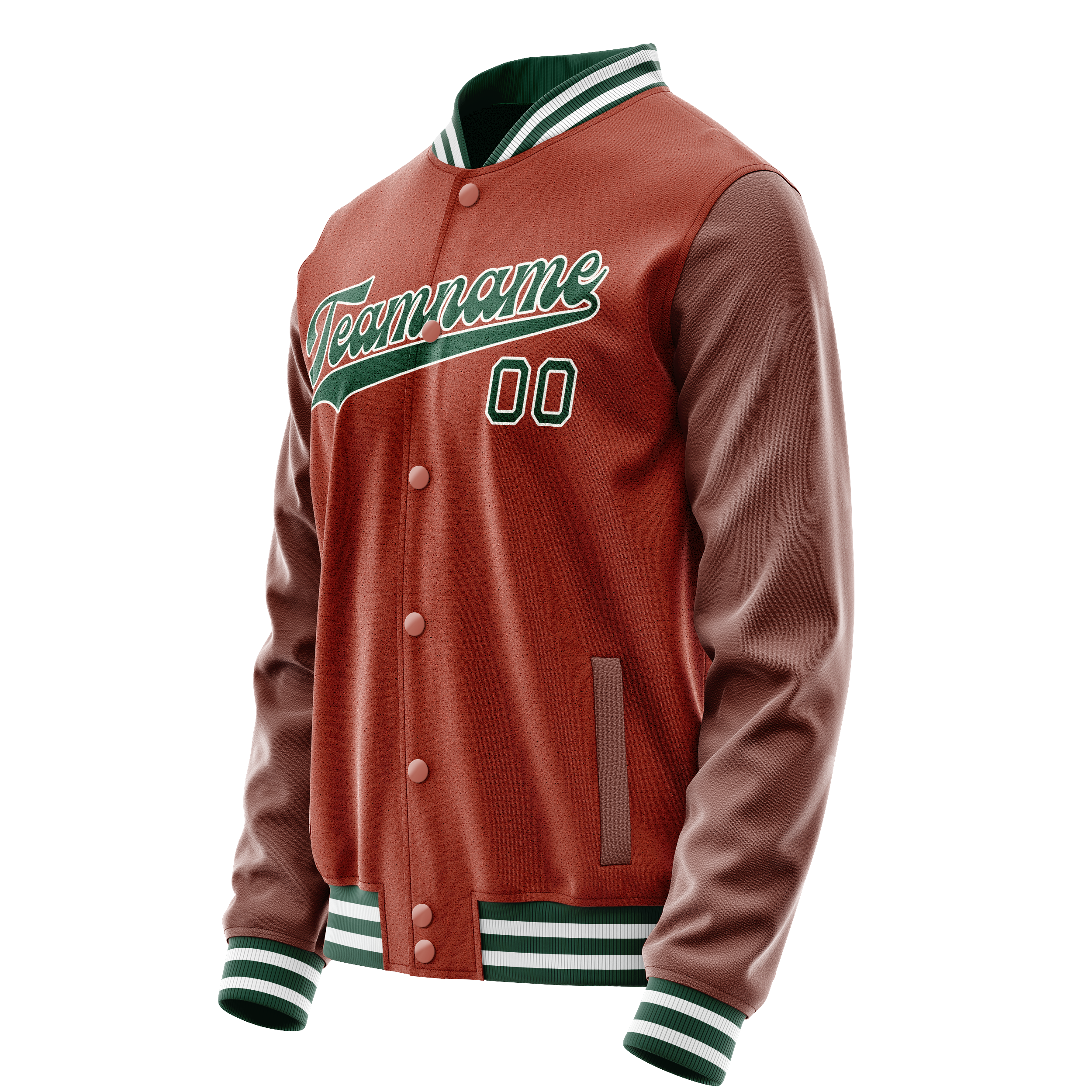 Custom Texas-Orange Kelly-Green Solid Color Varsity Letterman Jacket JA02240617JG423