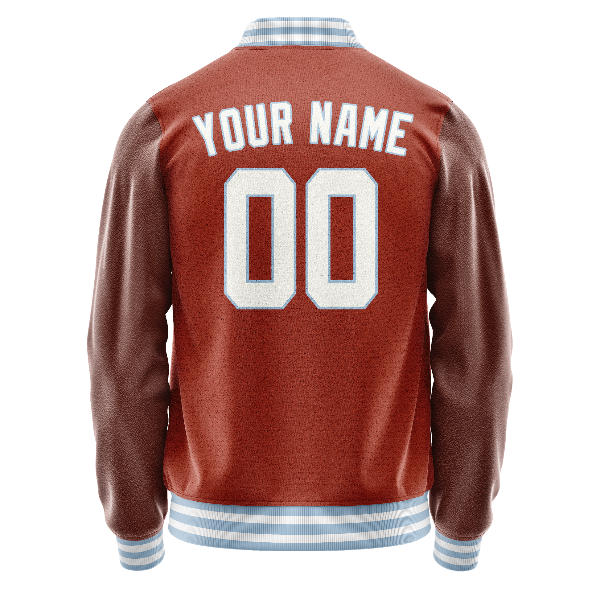 Custom Texas-Orange White Solid Color Varsity Letterman Jacket JA02240617JG434