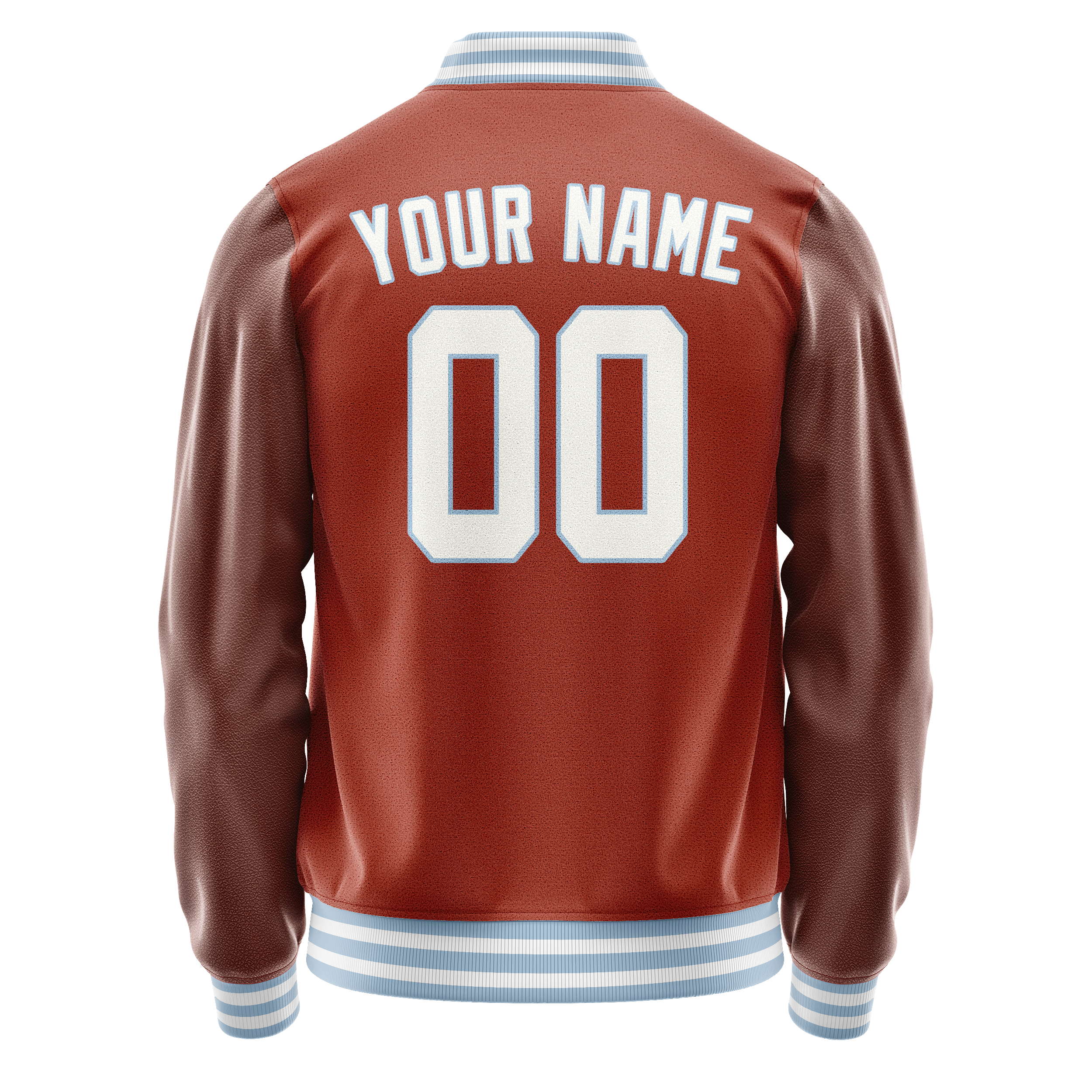 Custom Texas-Orange White Solid Color Varsity Letterman Jacket JA02240617JG434