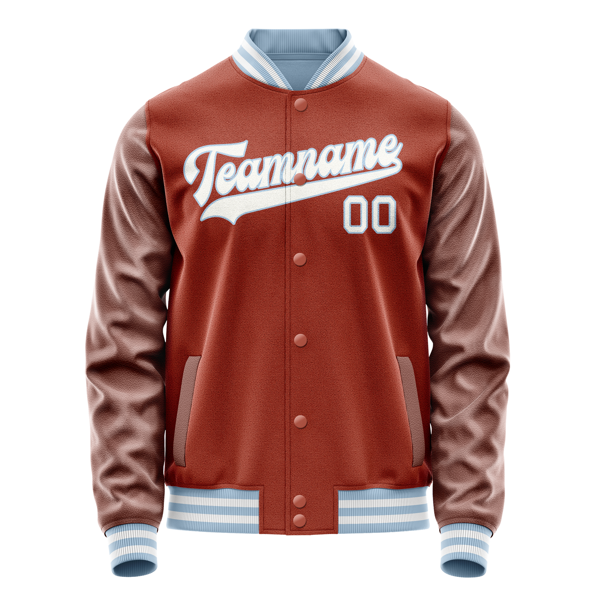 Custom Texas-Orange White Solid Color Varsity Letterman Jacket JA02240617JG434