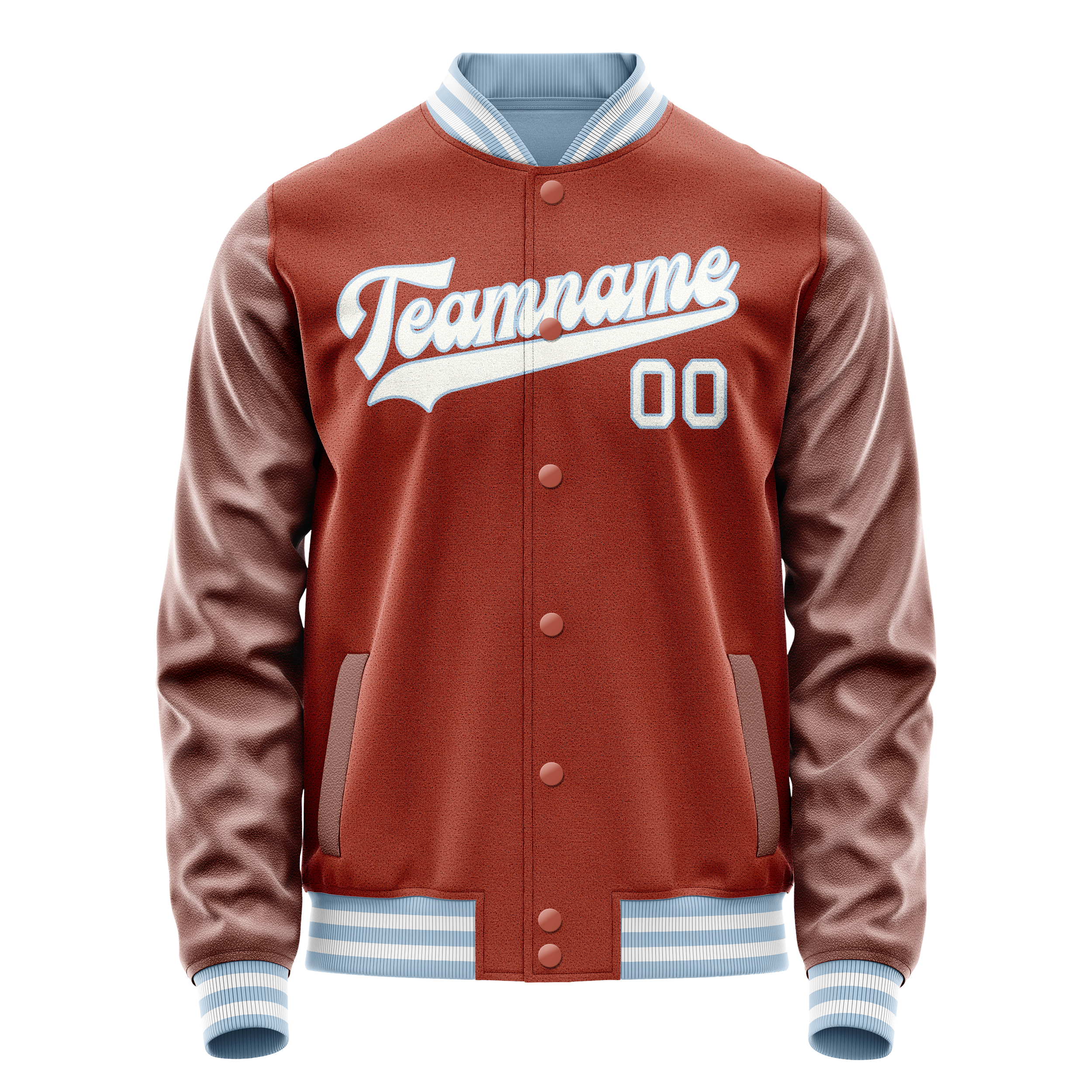 Custom Texas-Orange White Solid Color Varsity Letterman Jacket JA02240617JG434