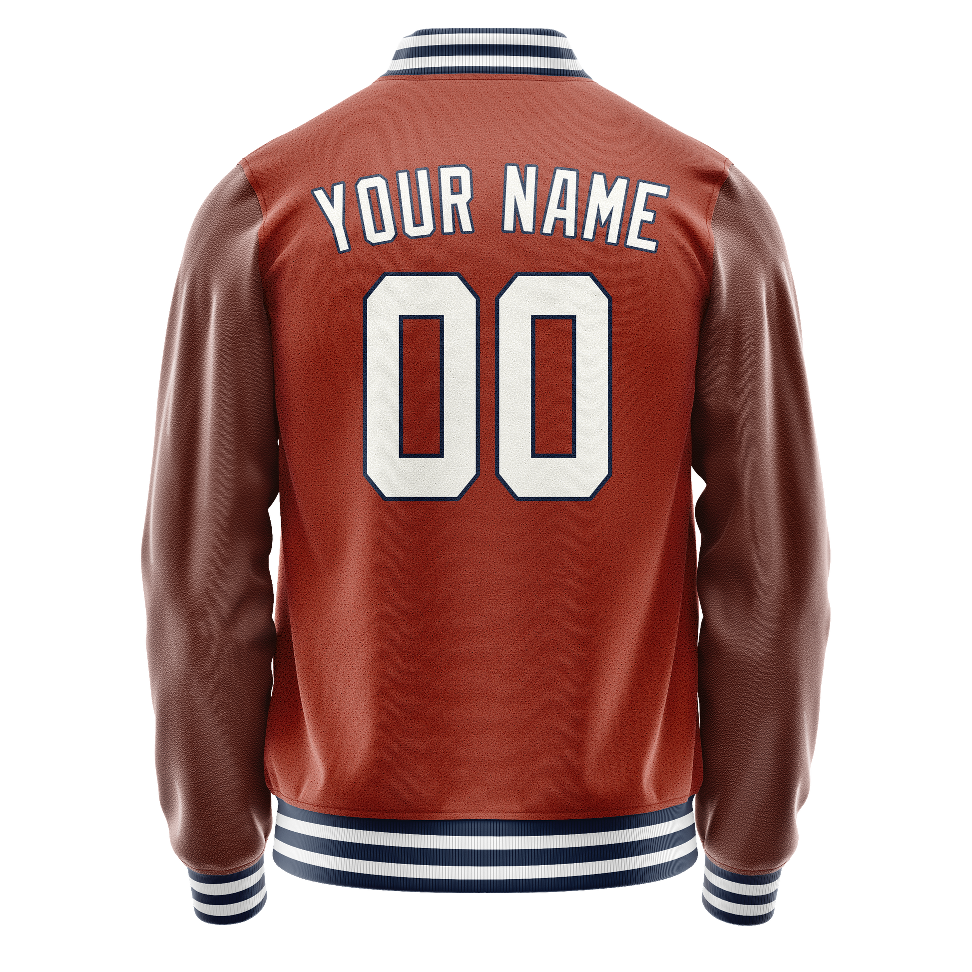 Custom Texas-Orange White Solid Color Varsity Letterman Jacket JA02240617JG438