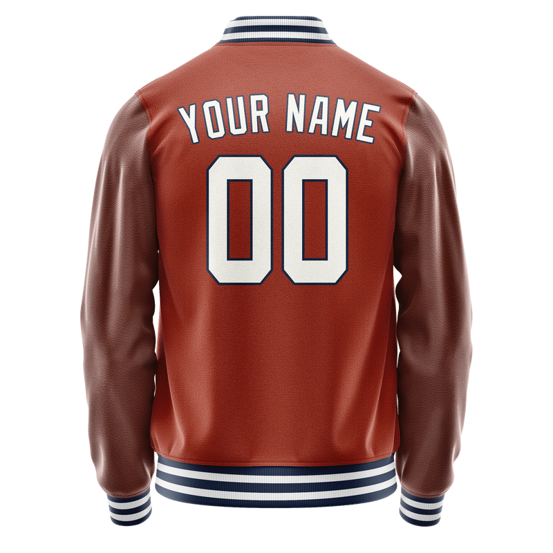 Custom Texas-Orange White Solid Color Varsity Letterman Jacket JA02240617JG438