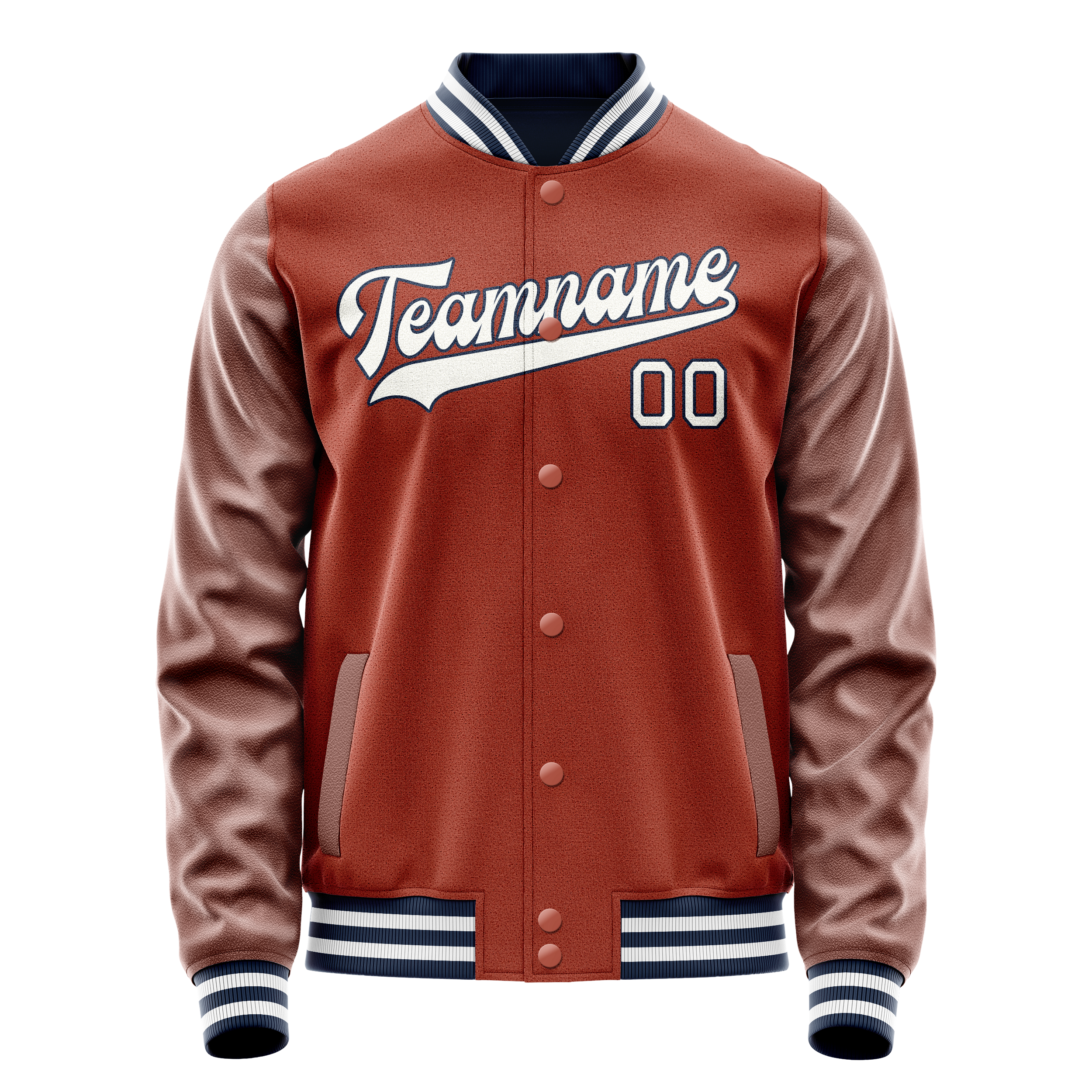 Custom Texas-Orange White Solid Color Varsity Letterman Jacket JA02240617JG438