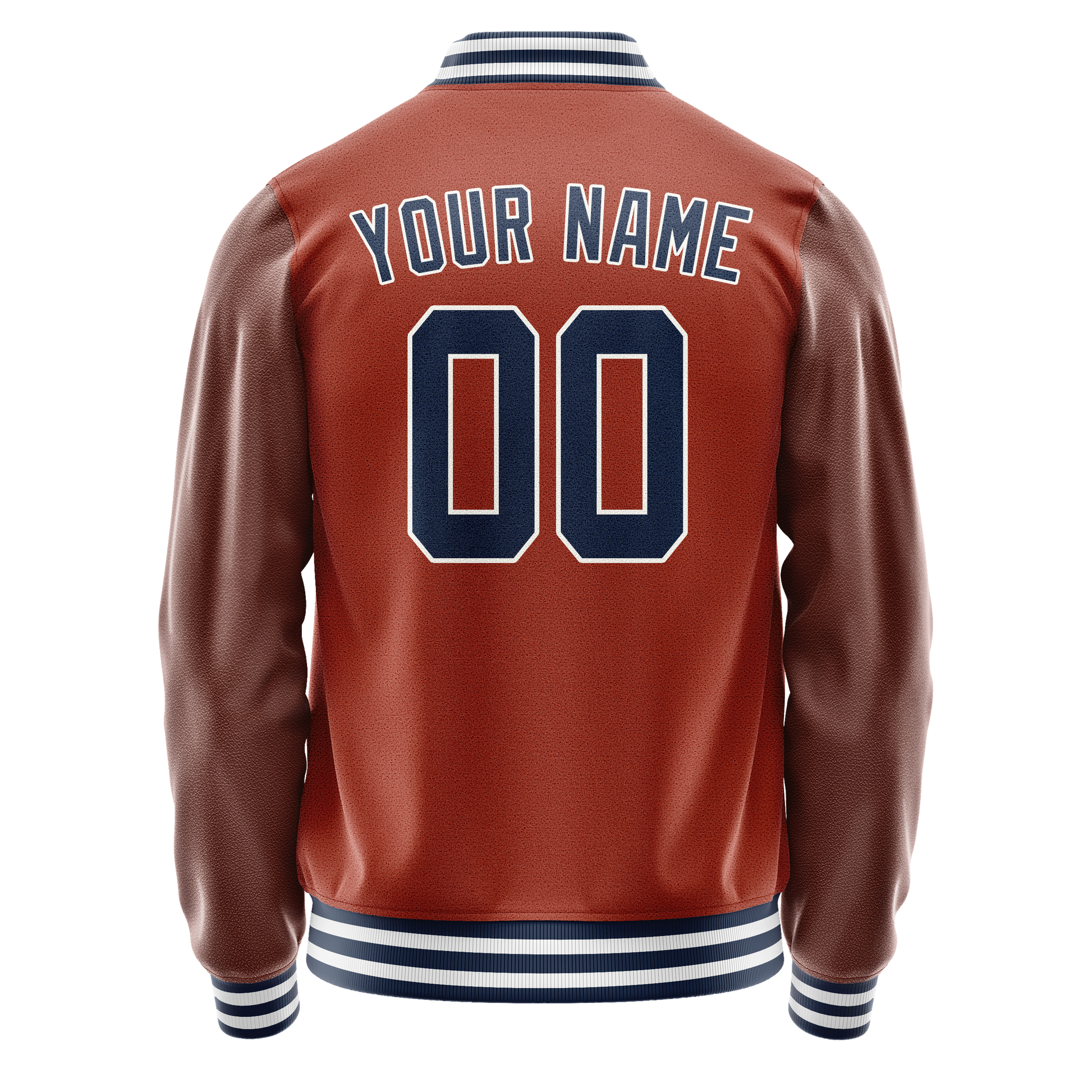 Custom Texas-Orange Navy Solid Color Varsity Letterman Jacket JA02240617JG439