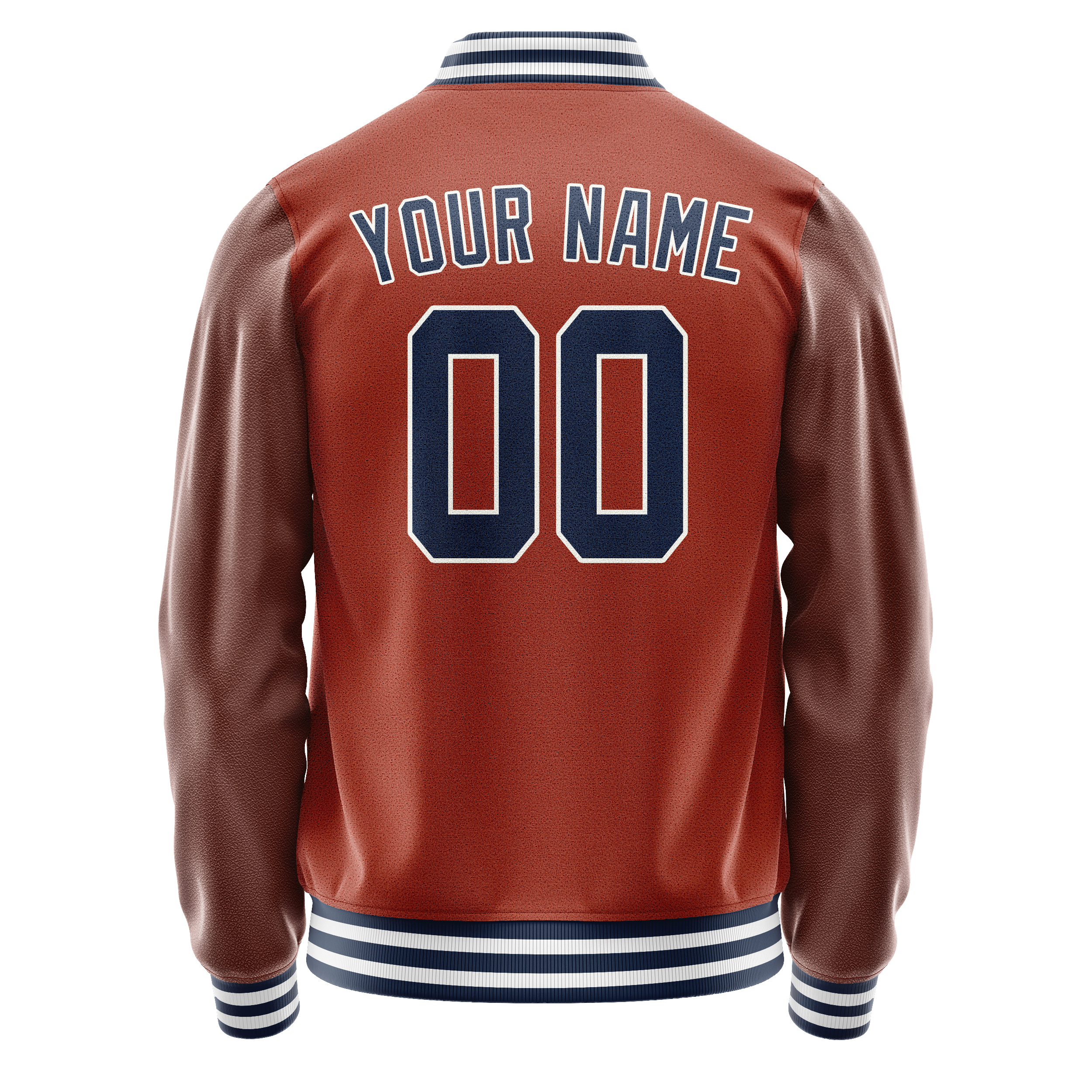 Custom Texas-Orange Navy Solid Color Varsity Letterman Jacket JA02240617JG439