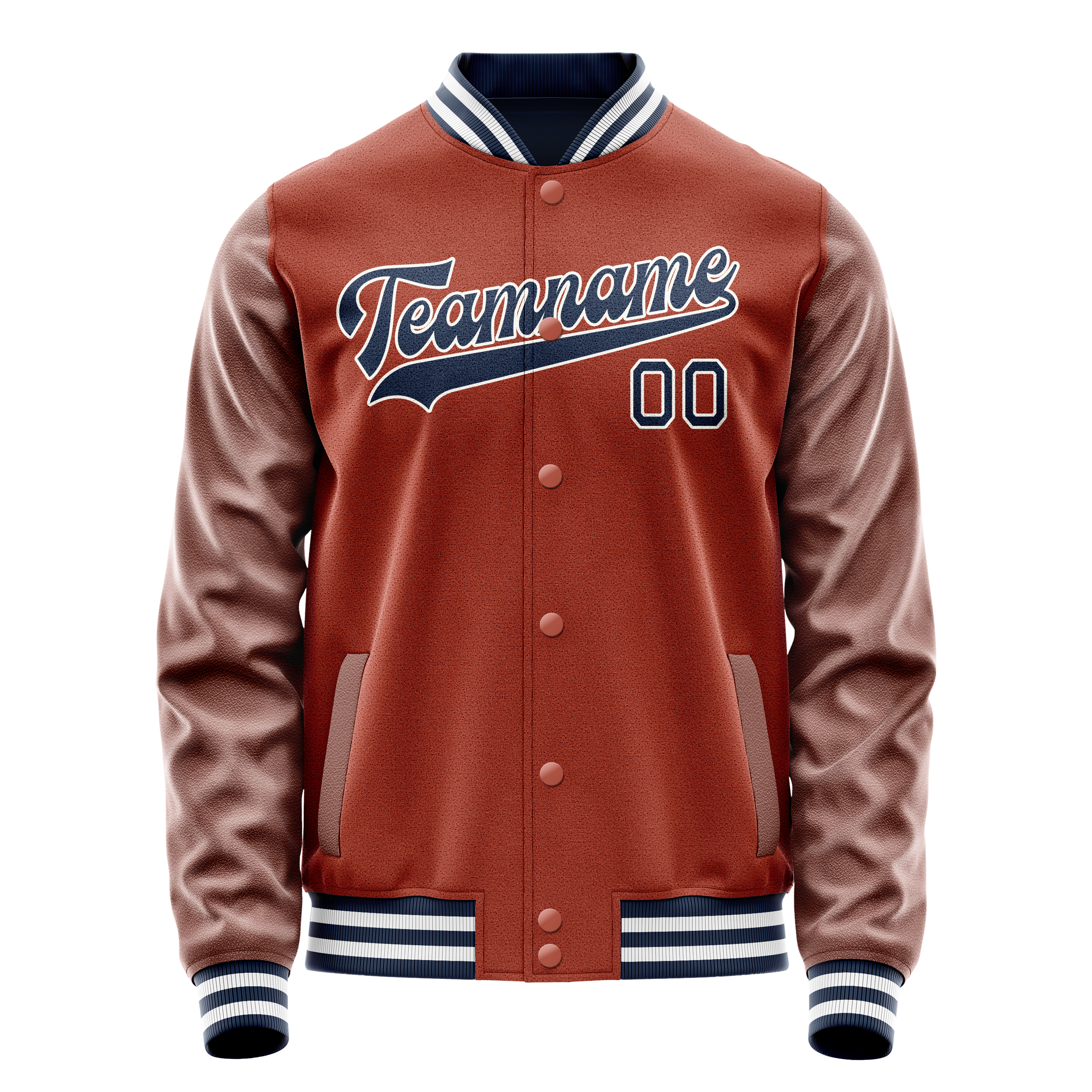 Custom Texas-Orange Navy Solid Color Varsity Letterman Jacket JA02240617JG439
