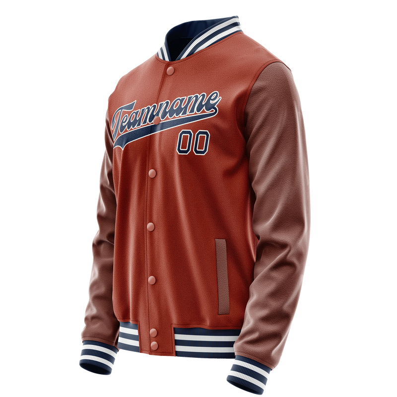 Custom Texas-Orange Navy Solid Color Varsity Letterman Jacket JA02240617JG439