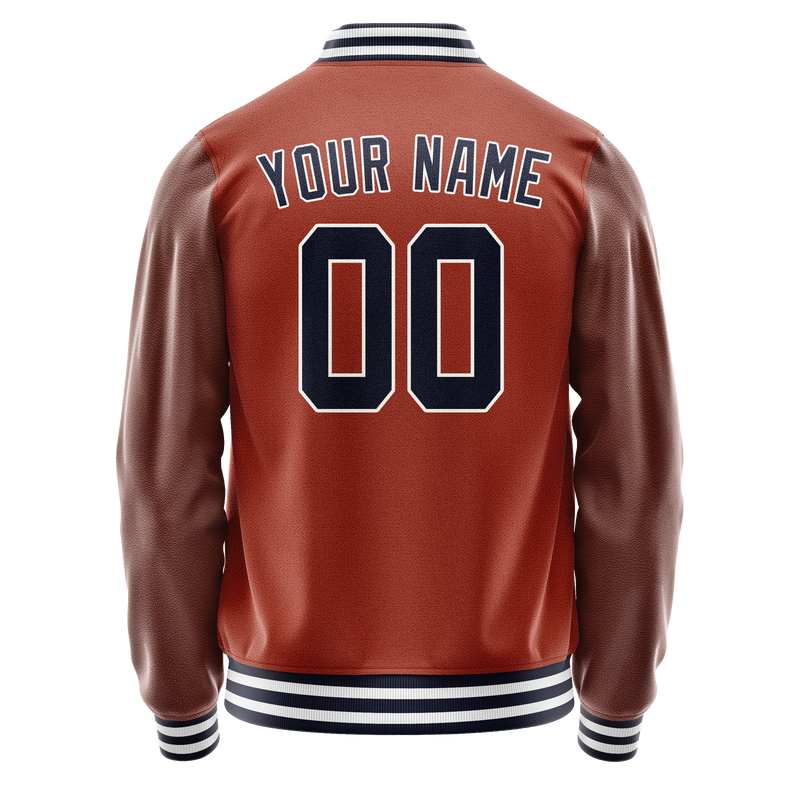 Custom Texas-Orange Navy Solid Color Varsity Letterman Jacket JA02240617JG428