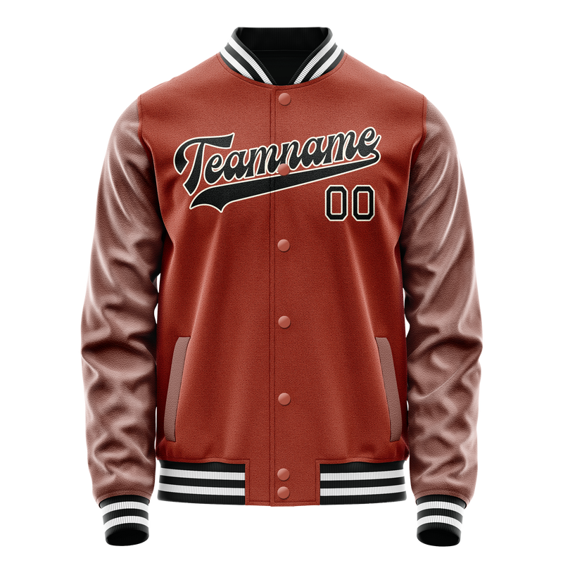 Custom Texas-Orange Black Solid Color Varsity Letterman Jacket JA02240617JG441