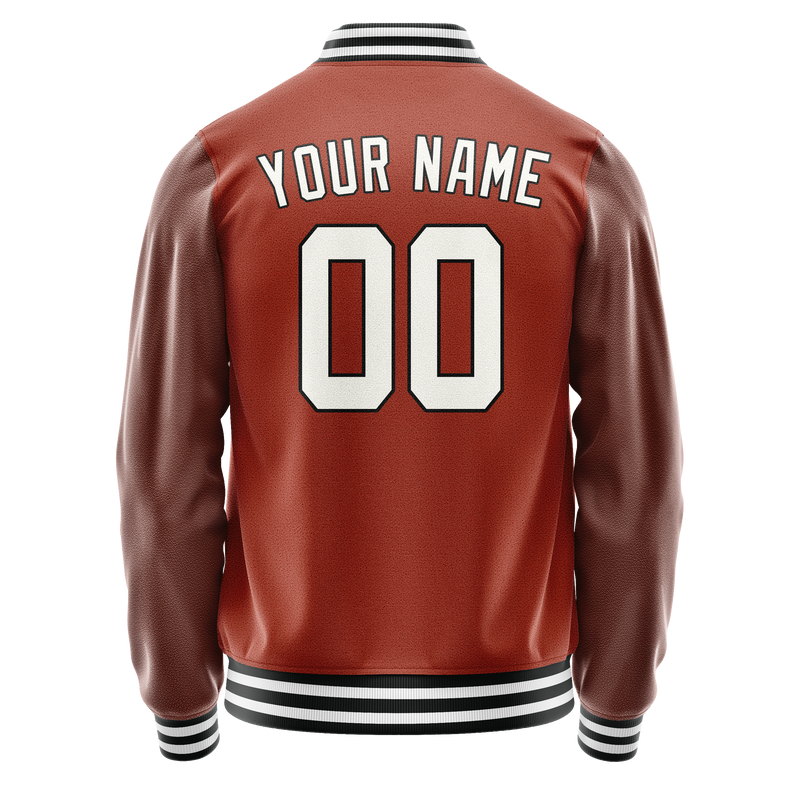 Custom Texas-Orange White Solid Color Varsity Letterman Jacket JA02240617JG436