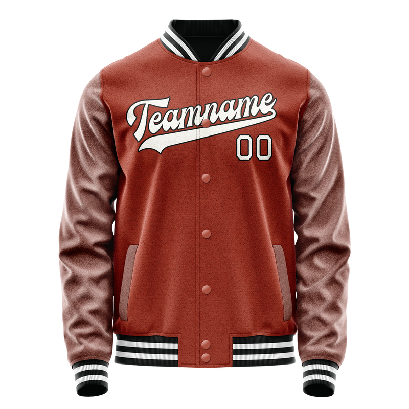 Custom Texas-Orange White Solid Color Varsity Letterman Jacket JA02240617JG436