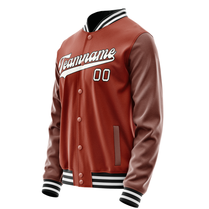 Custom Texas-Orange White Solid Color Varsity Letterman Jacket JA02240617JG436