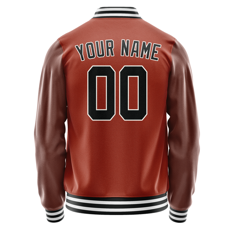 Custom Texas-Orange Black Solid Color Varsity Letterman Jacket JA02240617JG444