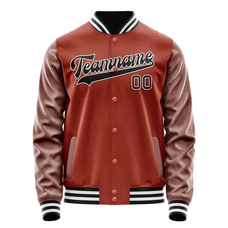 Custom Texas-Orange Black Solid Color Varsity Letterman Jacket JA02240617JG444