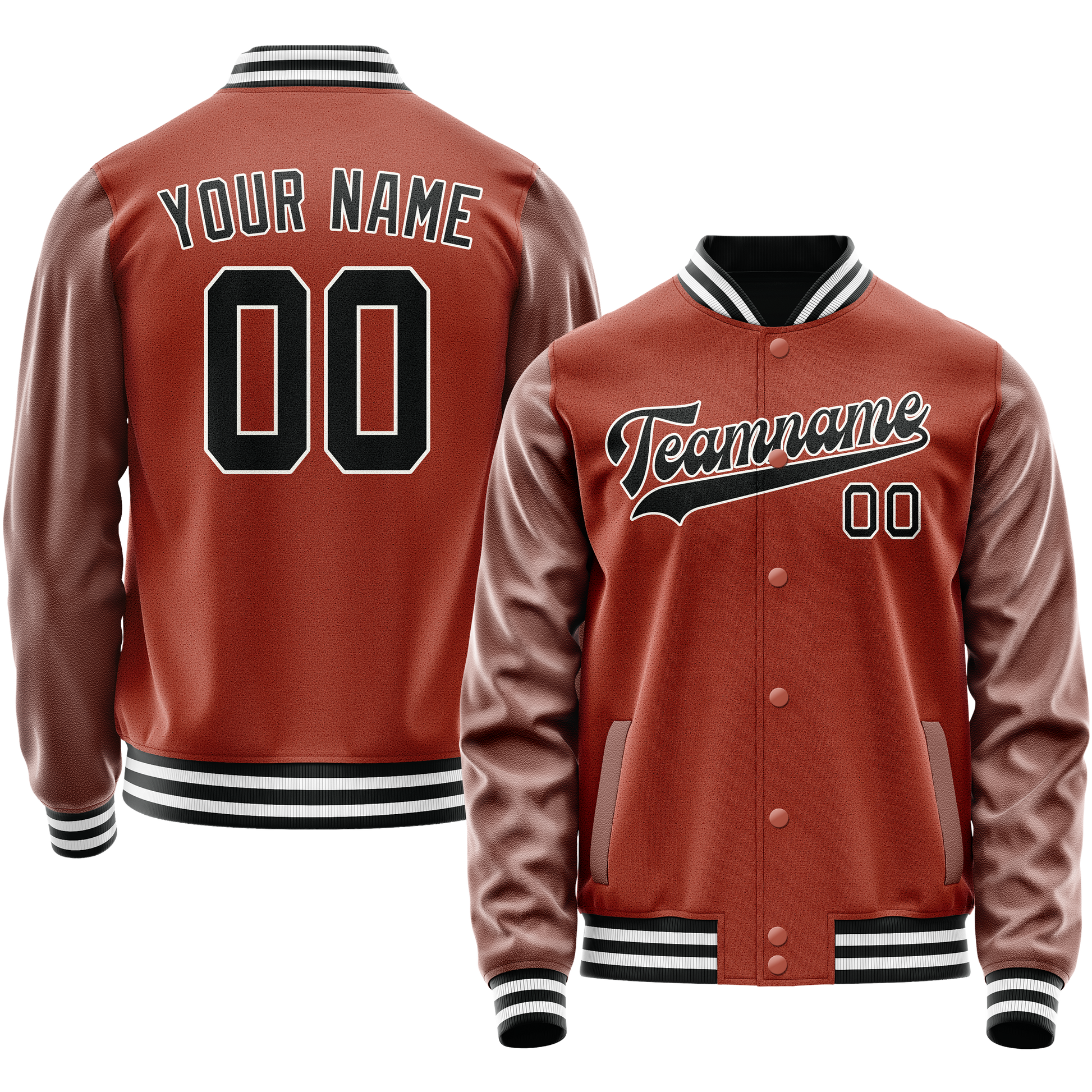 Custom Texas-Orange Black Solid Color Varsity Letterman Jacket JA02240617JG444