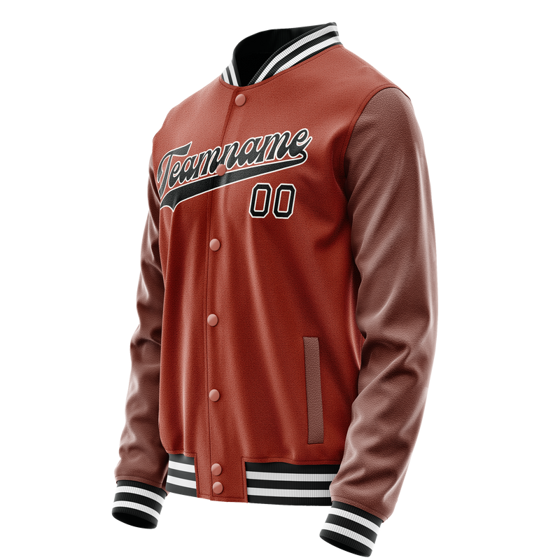 Custom Texas-Orange Black Solid Color Varsity Letterman Jacket JA02240617JG444
