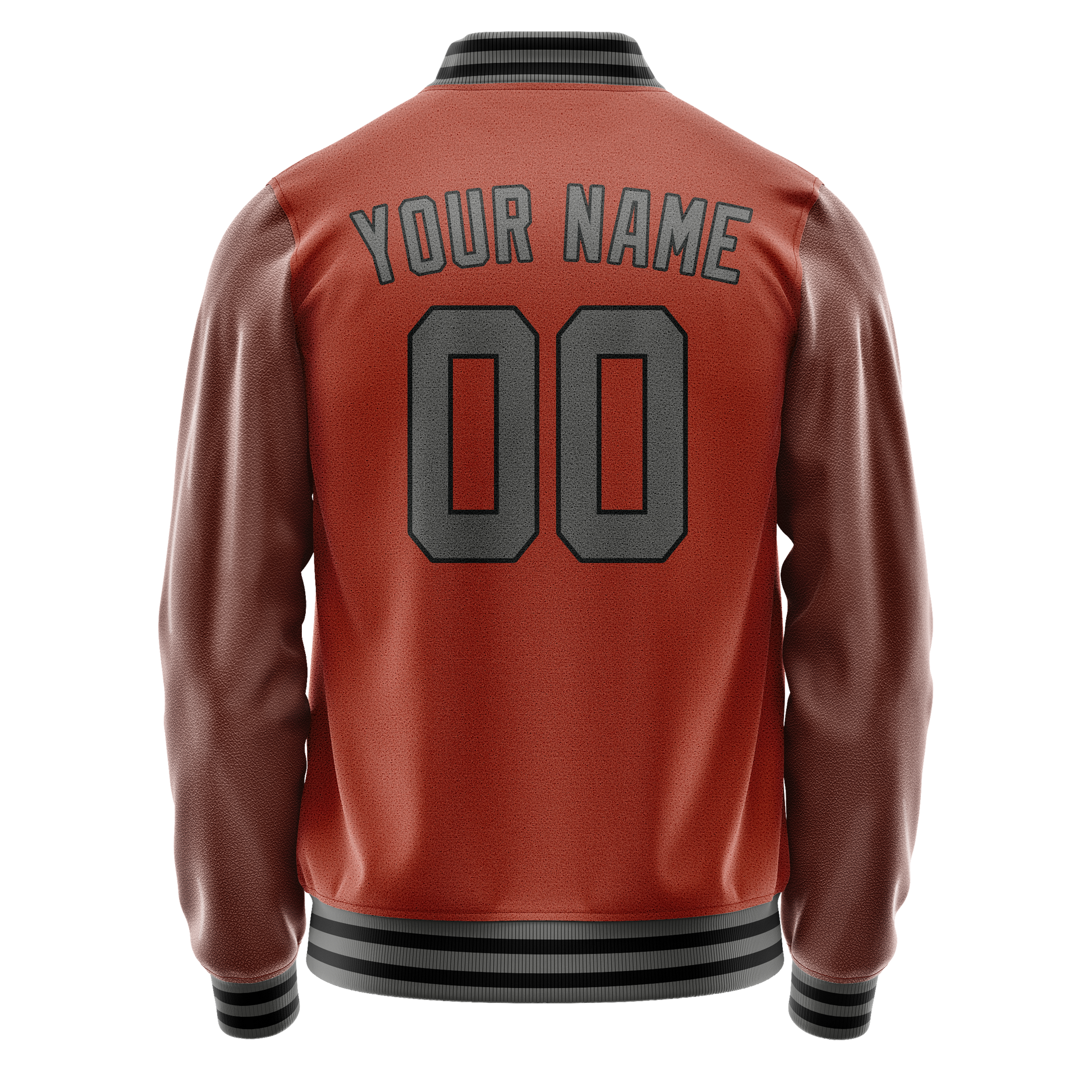 Custom Texas-Orange Gray Solid Color Varsity Letterman Jacket JA02240617JG437