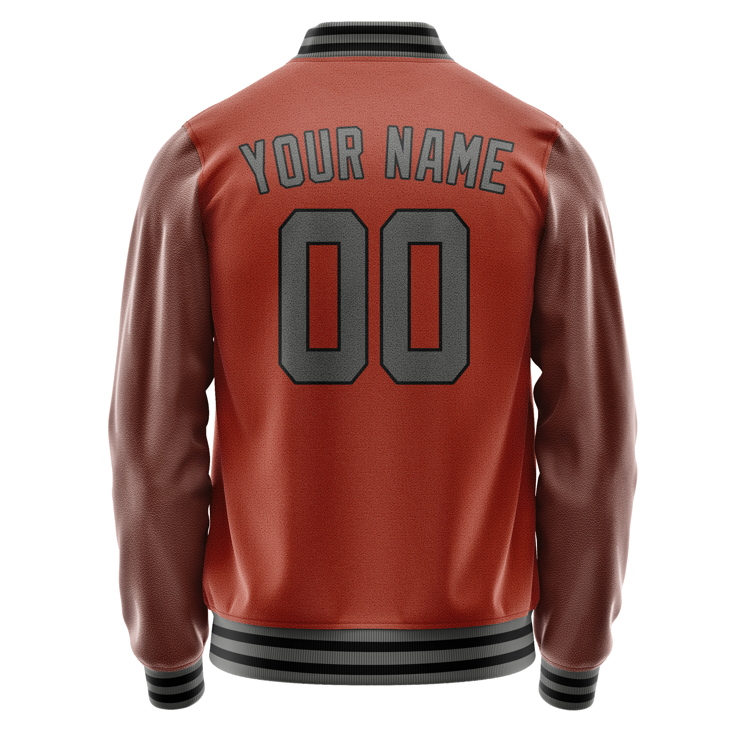 Custom Texas-Orange Gray Solid Color Varsity Letterman Jacket JA02240617JG437