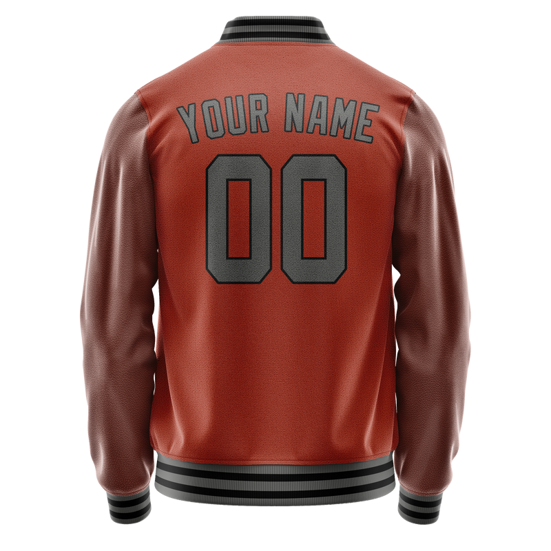 Custom Texas-Orange Gray Solid Color Varsity Letterman Jacket JA02240617JG437