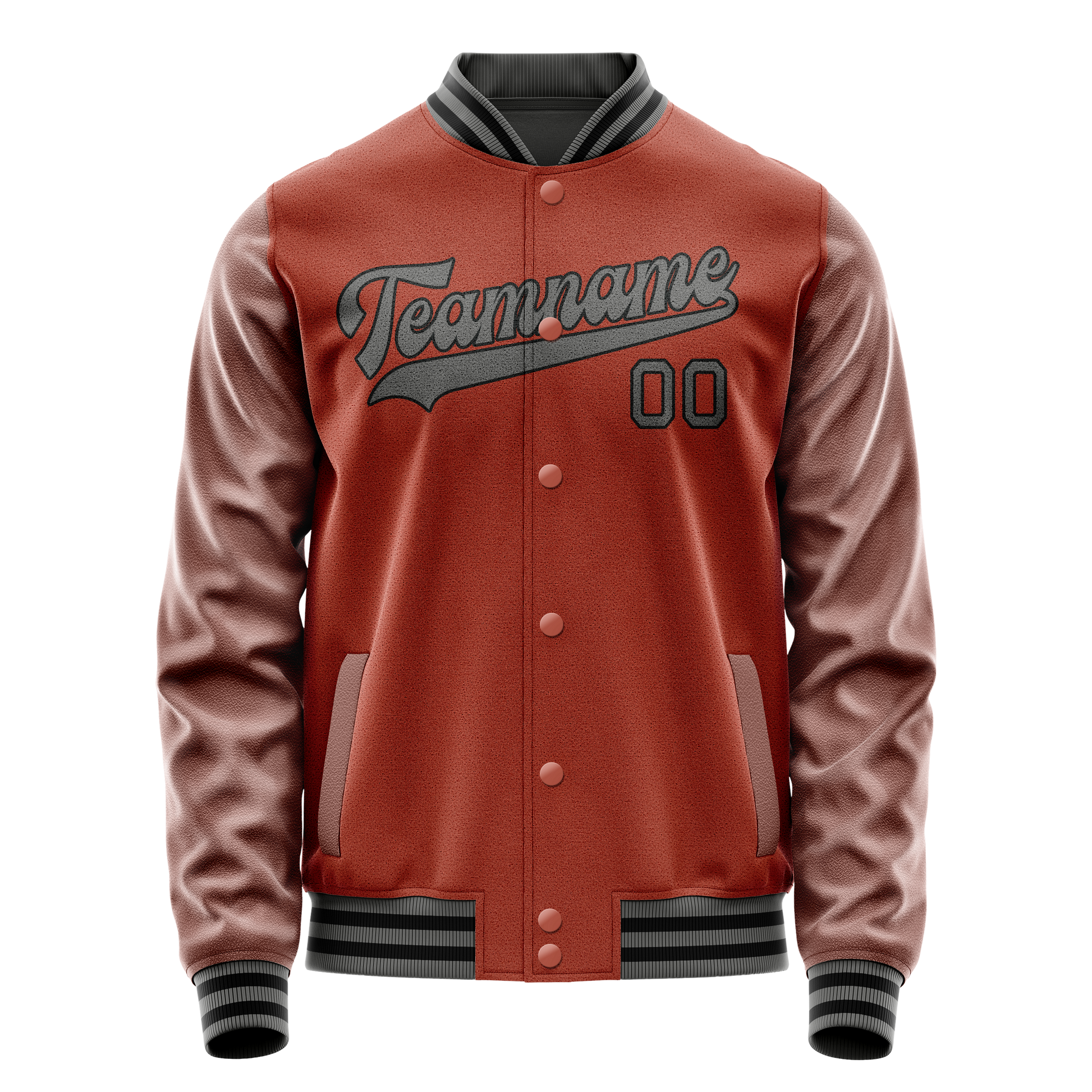 Custom Texas-Orange Gray Solid Color Varsity Letterman Jacket JA02240617JG437
