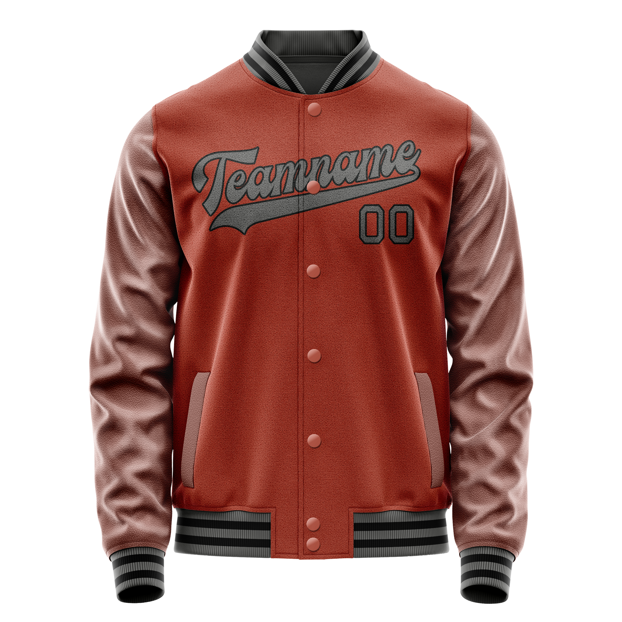 Custom Texas-Orange Gray Solid Color Varsity Letterman Jacket JA02240617JG437