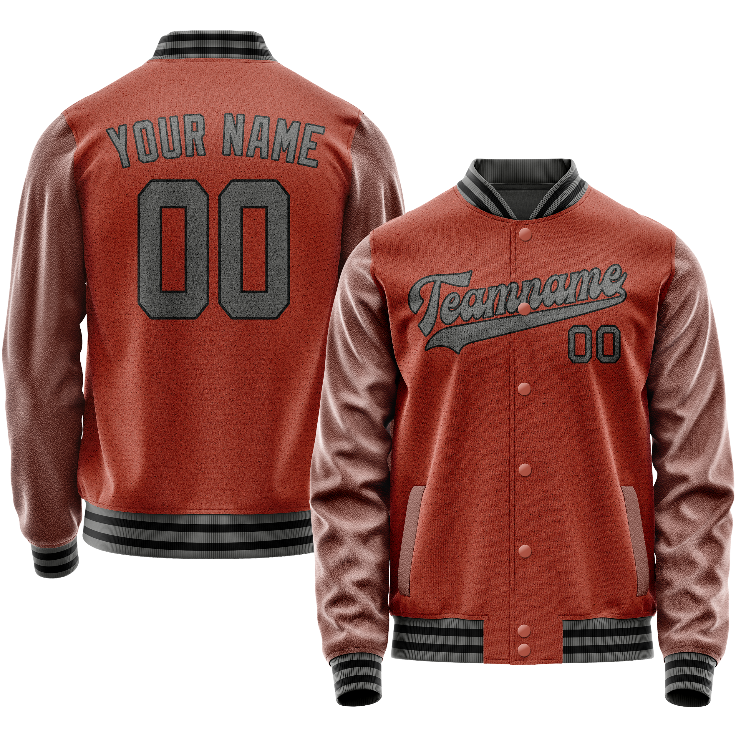 Custom Texas-Orange Gray Solid Color Varsity Letterman Jacket JA02240617JG437