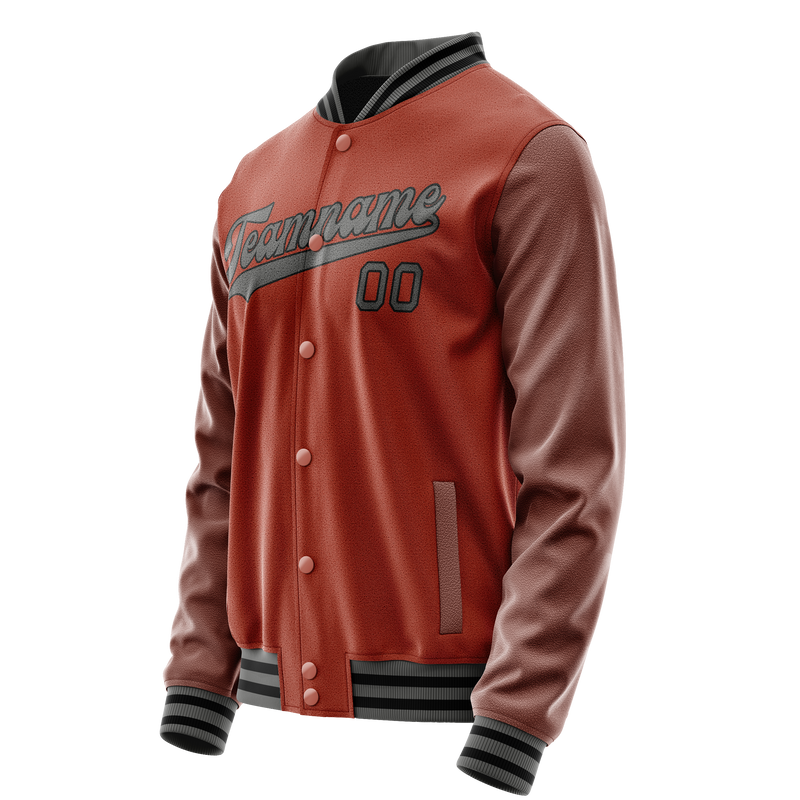 Custom Texas-Orange Gray Solid Color Varsity Letterman Jacket JA02240617JG437