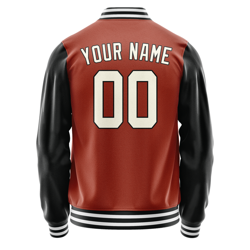 Custom Texas-Orange Black Solid Color Varsity Letterman Jacket JA02240617JG433