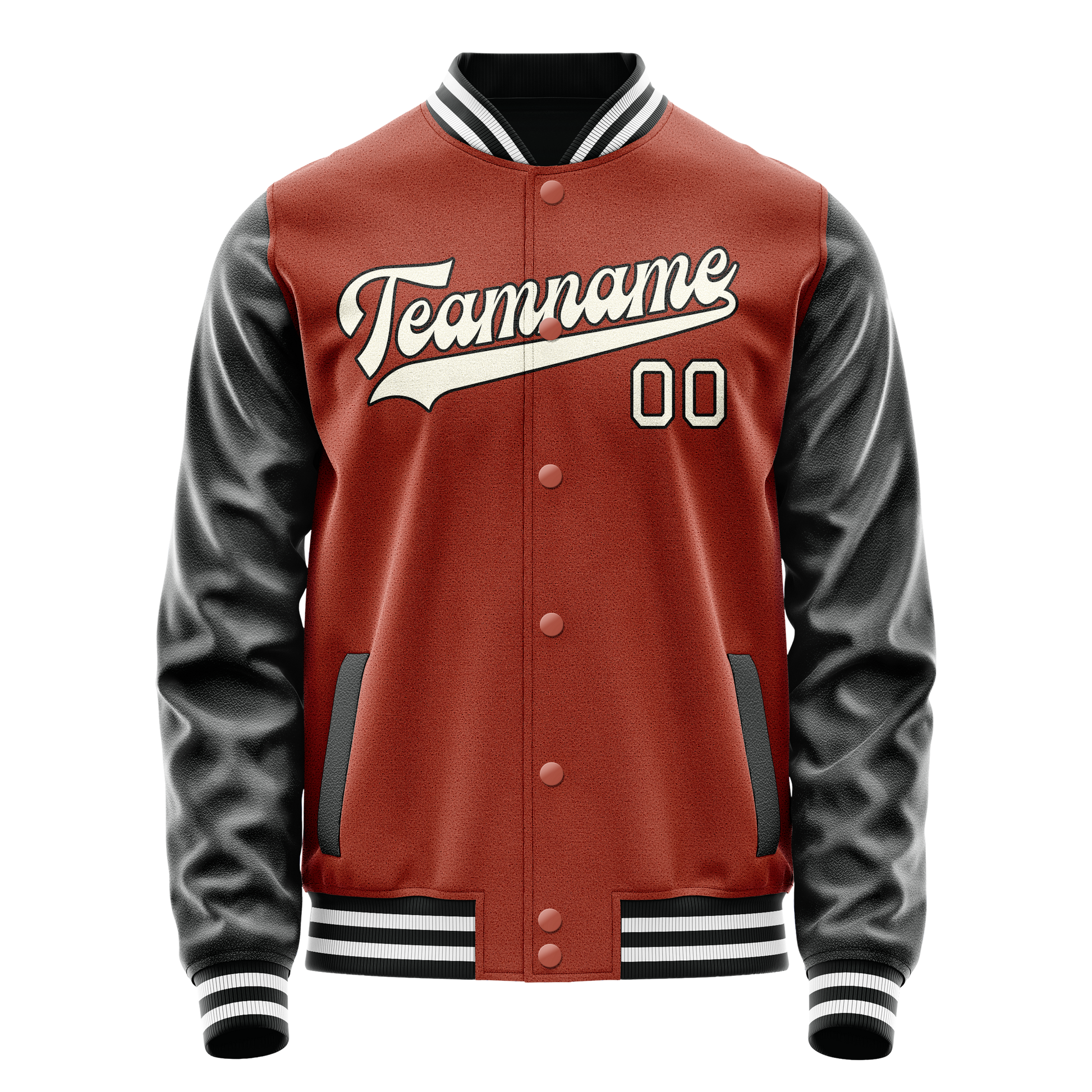 Custom Texas-Orange Black Solid Color Varsity Letterman Jacket JA02240617JG433