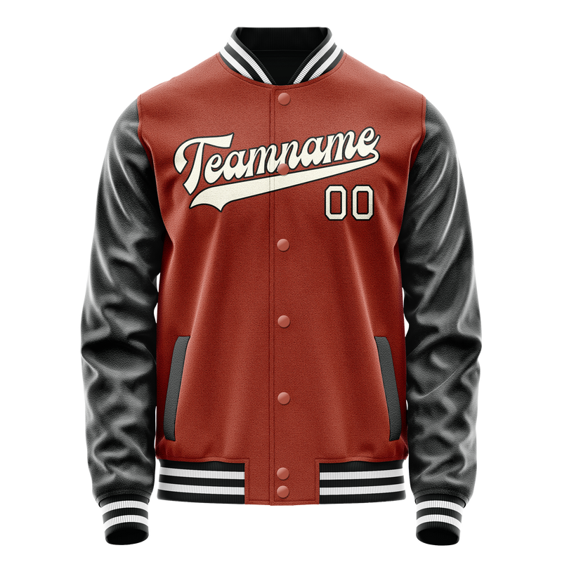 Custom Texas-Orange Black Solid Color Varsity Letterman Jacket JA02240617JG433