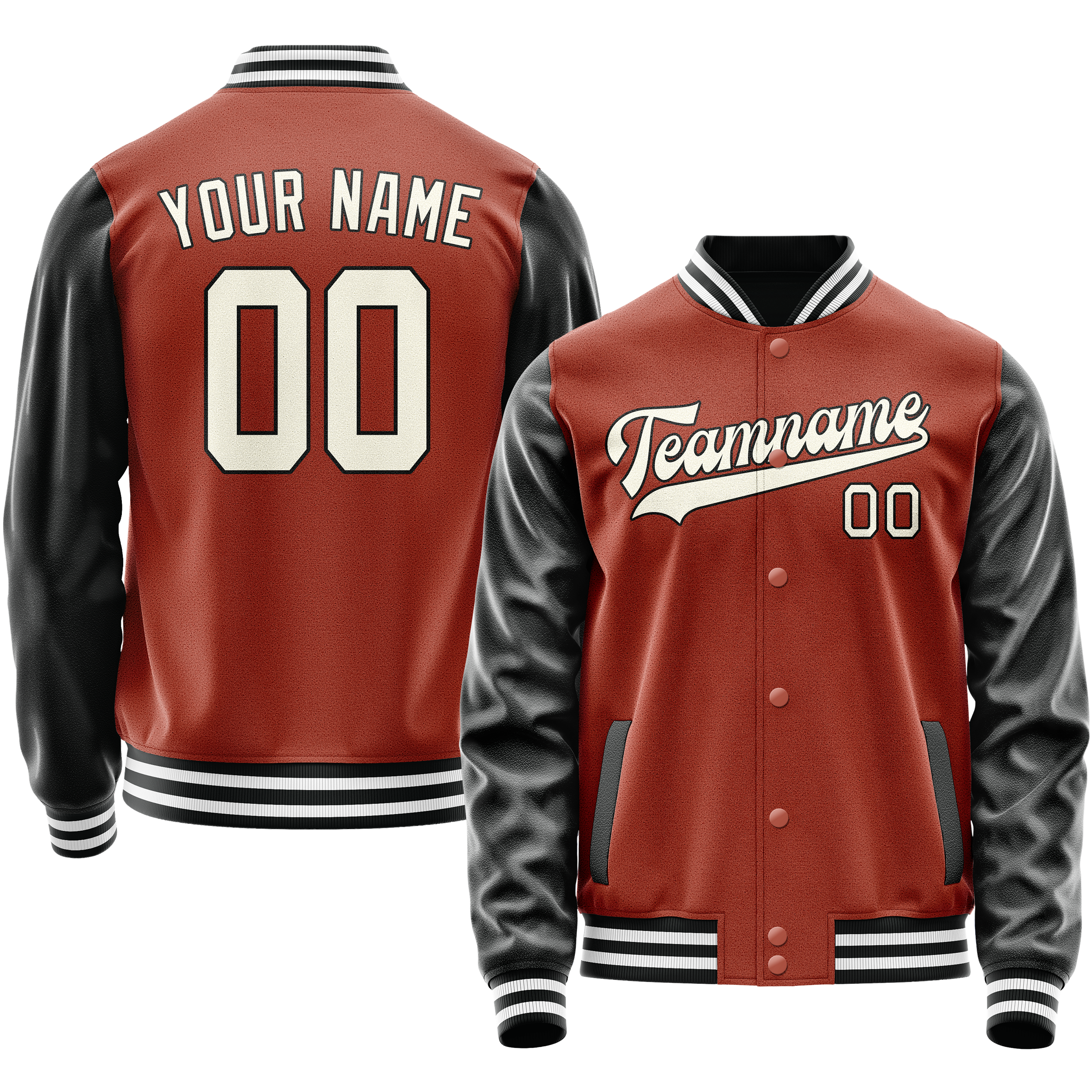 Custom Texas-Orange Black Solid Color Varsity Letterman Jacket JA02240617JG433