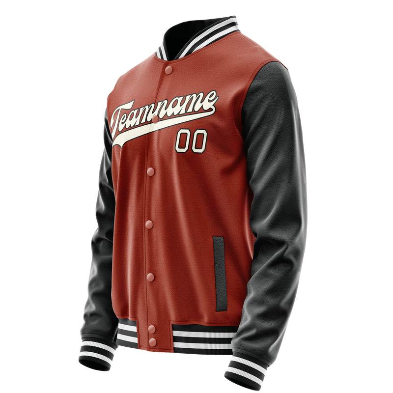 Custom Texas-Orange Black Solid Color Varsity Letterman Jacket JA02240617JG433