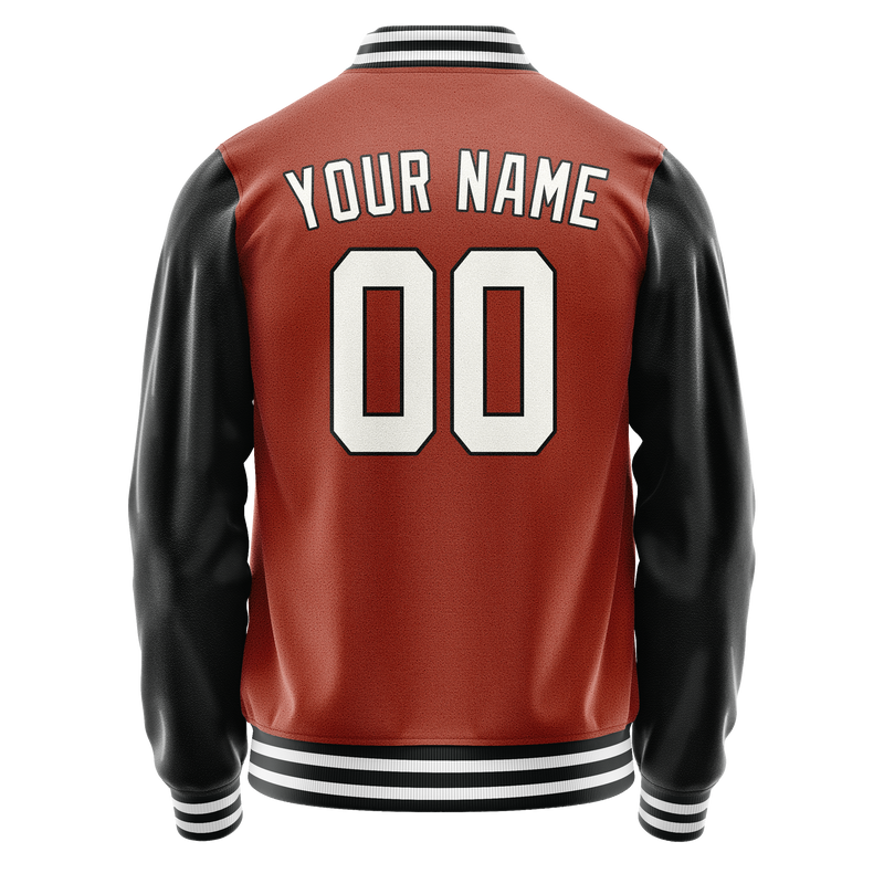 Custom Texas-Orange Black Solid Color Varsity Letterman Jacket JA02240617JG443