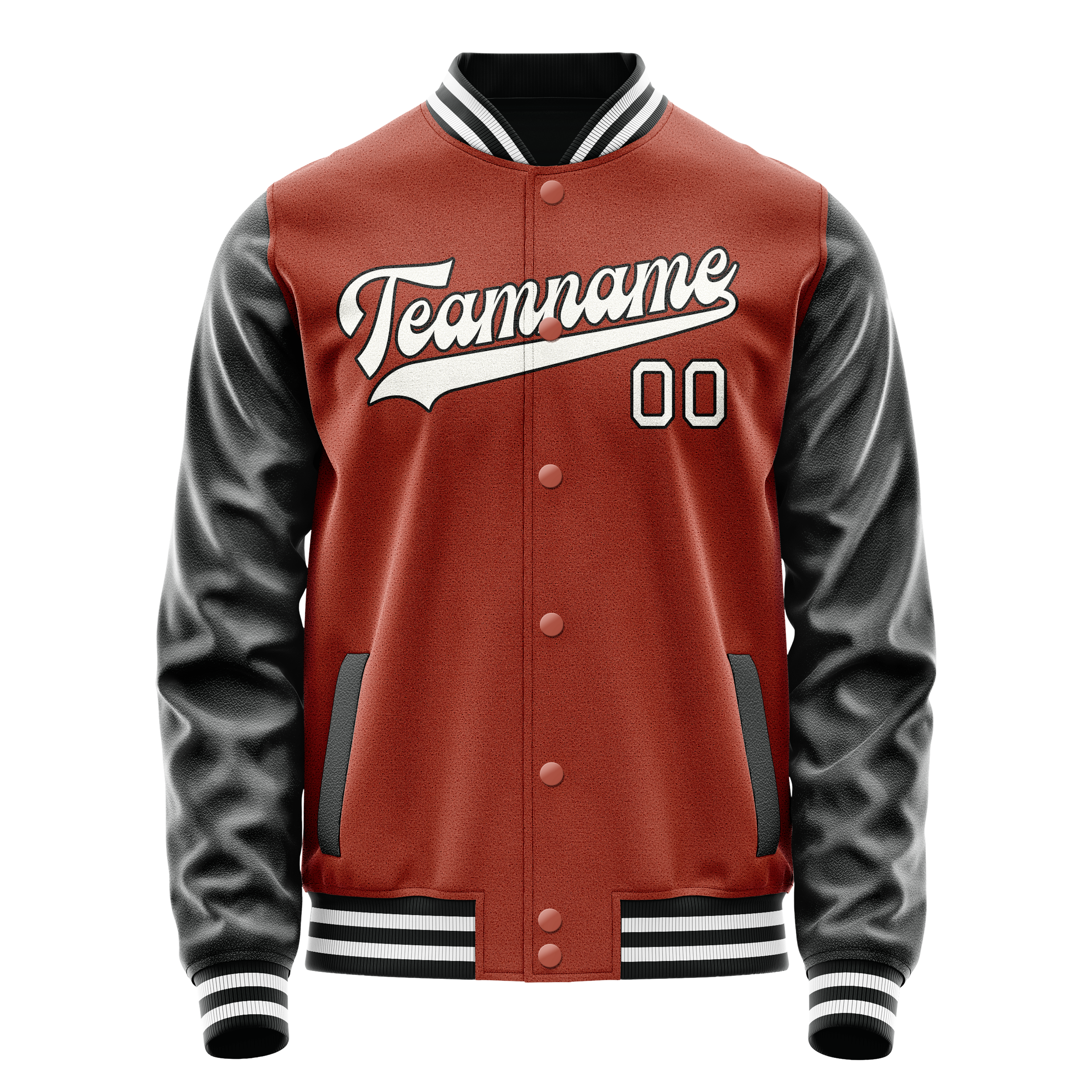 Custom Texas-Orange Black Solid Color Varsity Letterman Jacket JA02240617JG443