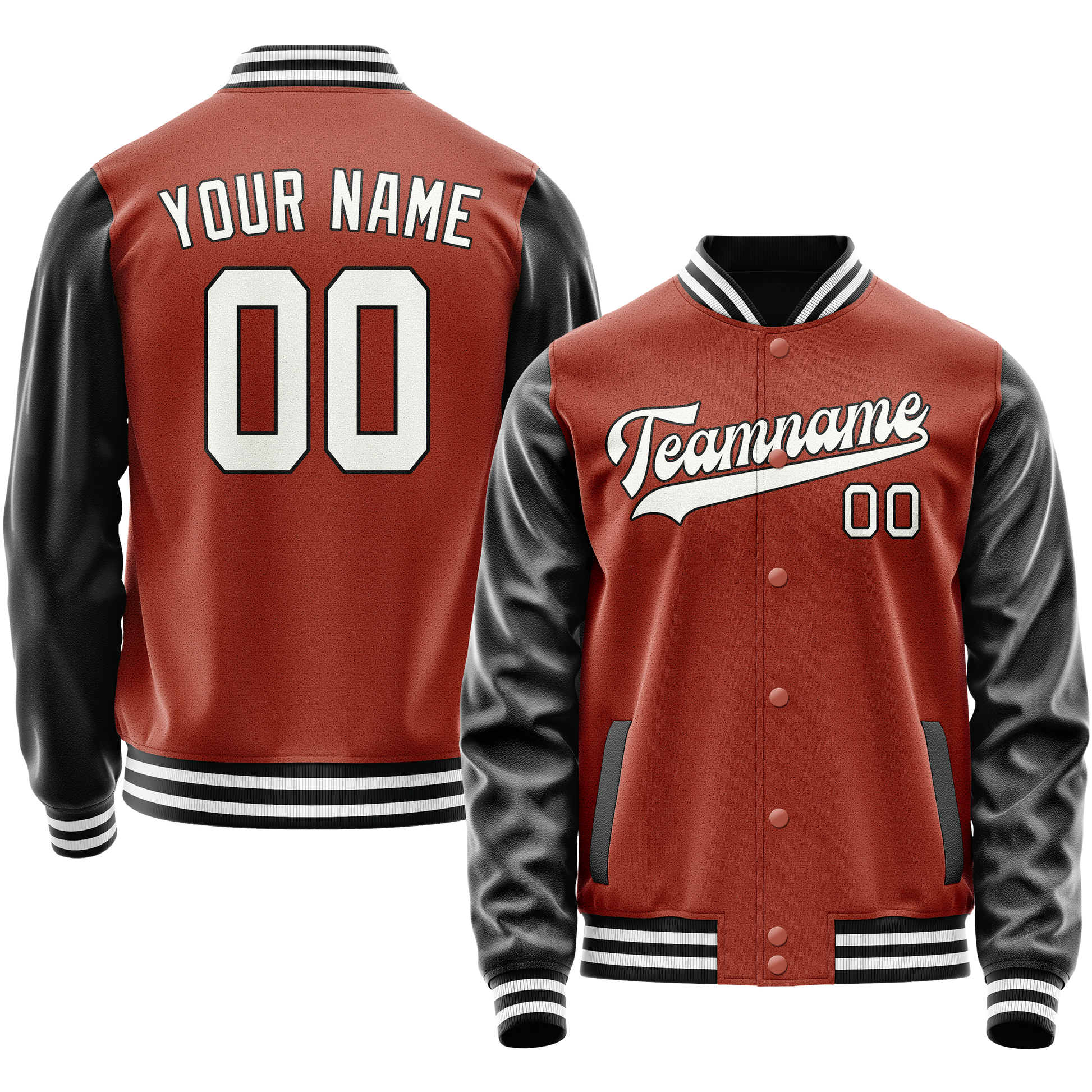 Custom Texas-Orange Black Solid Color Varsity Letterman Jacket JA02240617JG443
