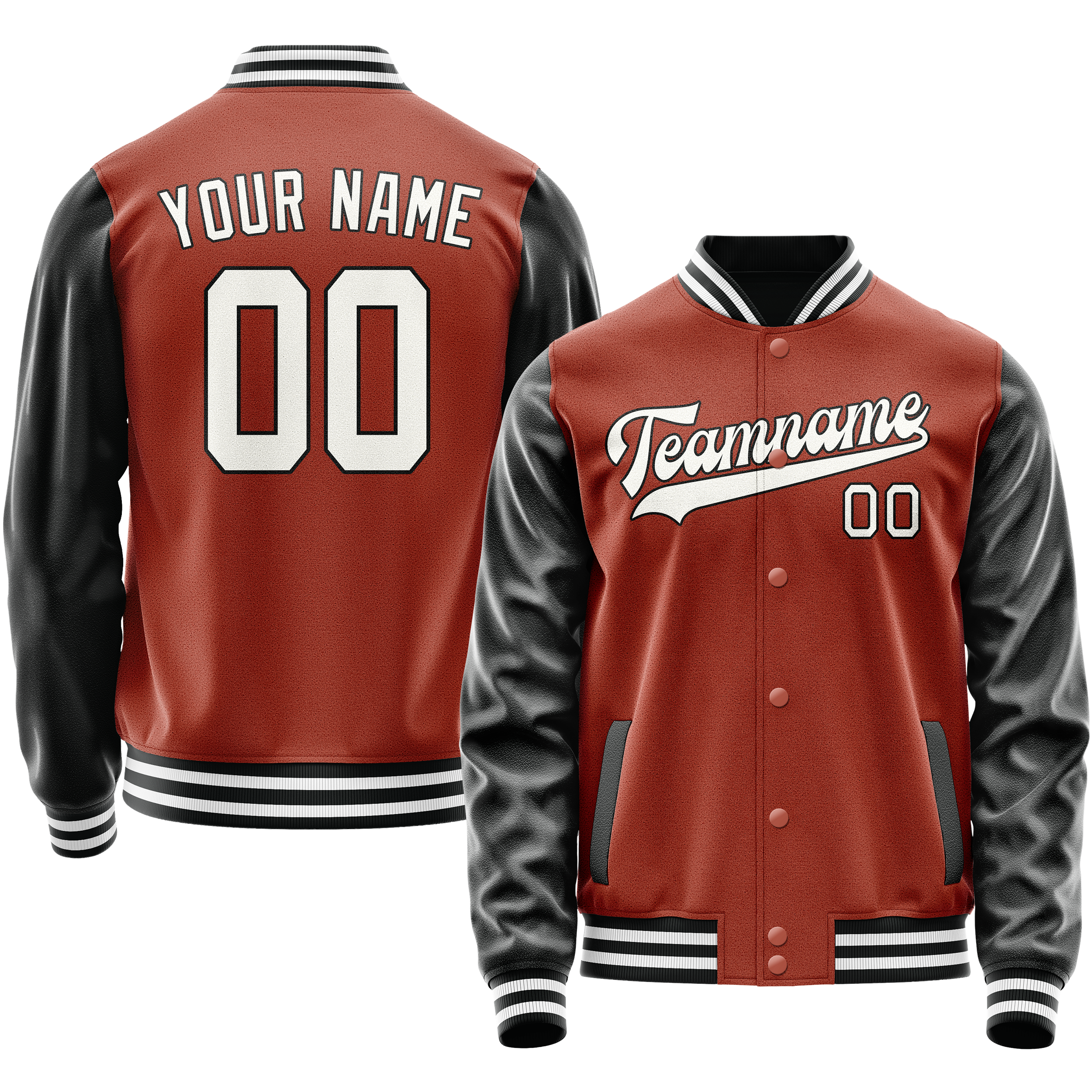 Custom Texas-Orange Black Solid Color Varsity Letterman Jacket JA02240617JG443