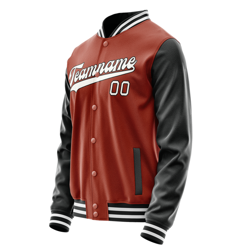 Custom Texas-Orange Black Solid Color Varsity Letterman Jacket JA02240617JG443