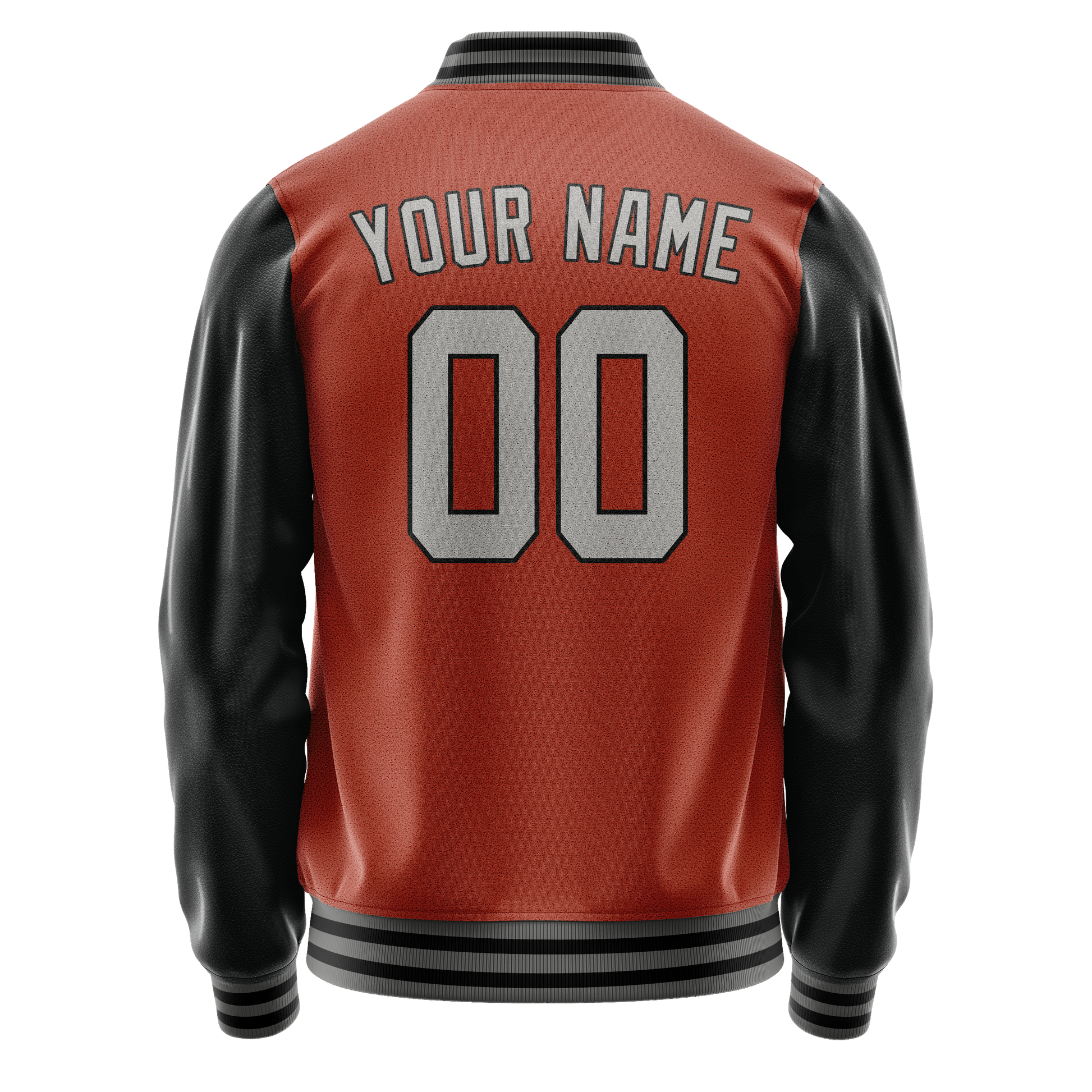Custom Texas-Orange Black Solid Color Varsity Letterman Jacket JA02240617JG431