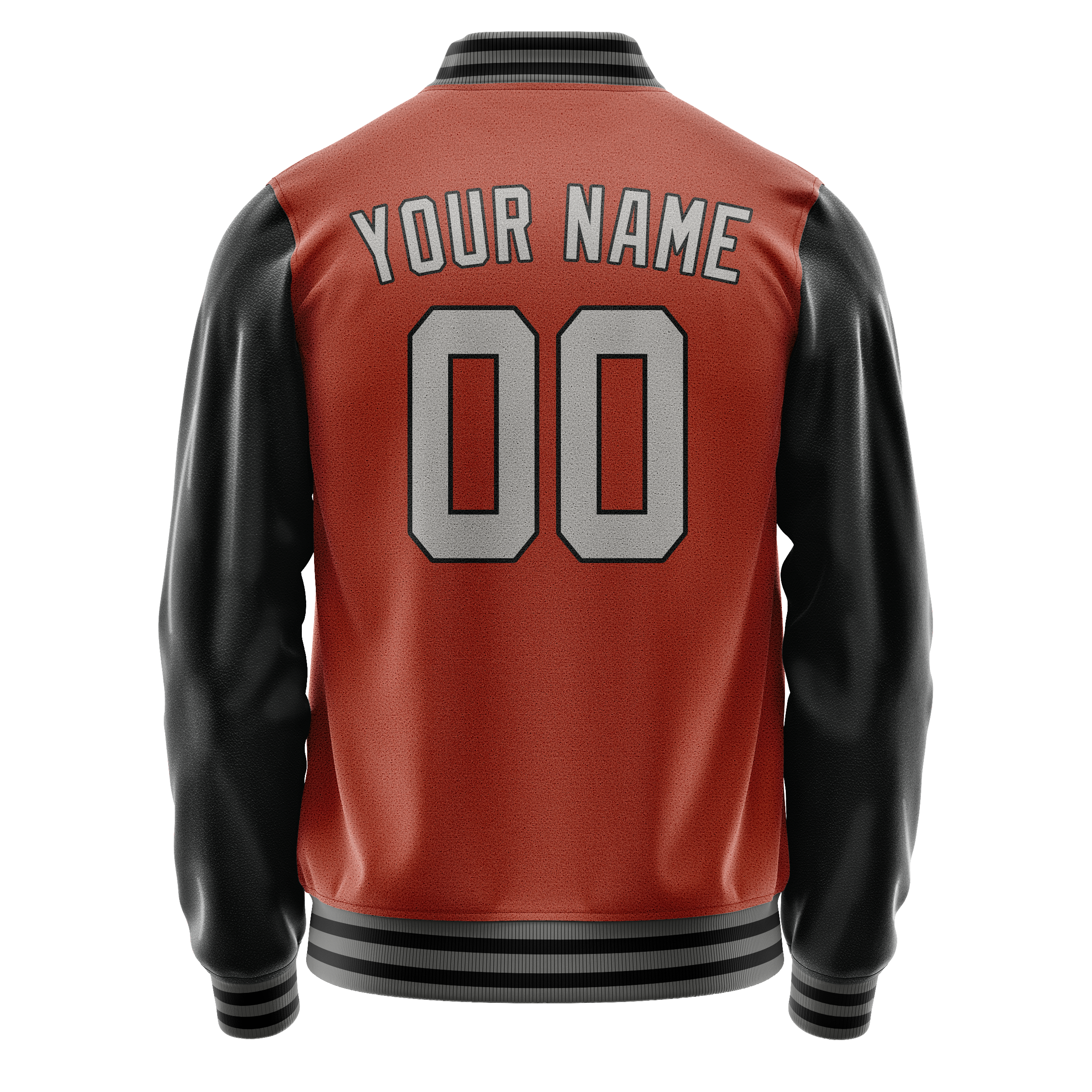 Custom Texas-Orange Black Solid Color Varsity Letterman Jacket JA02240617JG431
