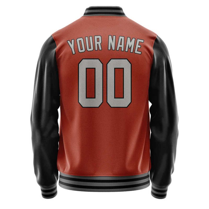 Custom Texas-Orange Black Solid Color Varsity Letterman Jacket JA02240617JG431