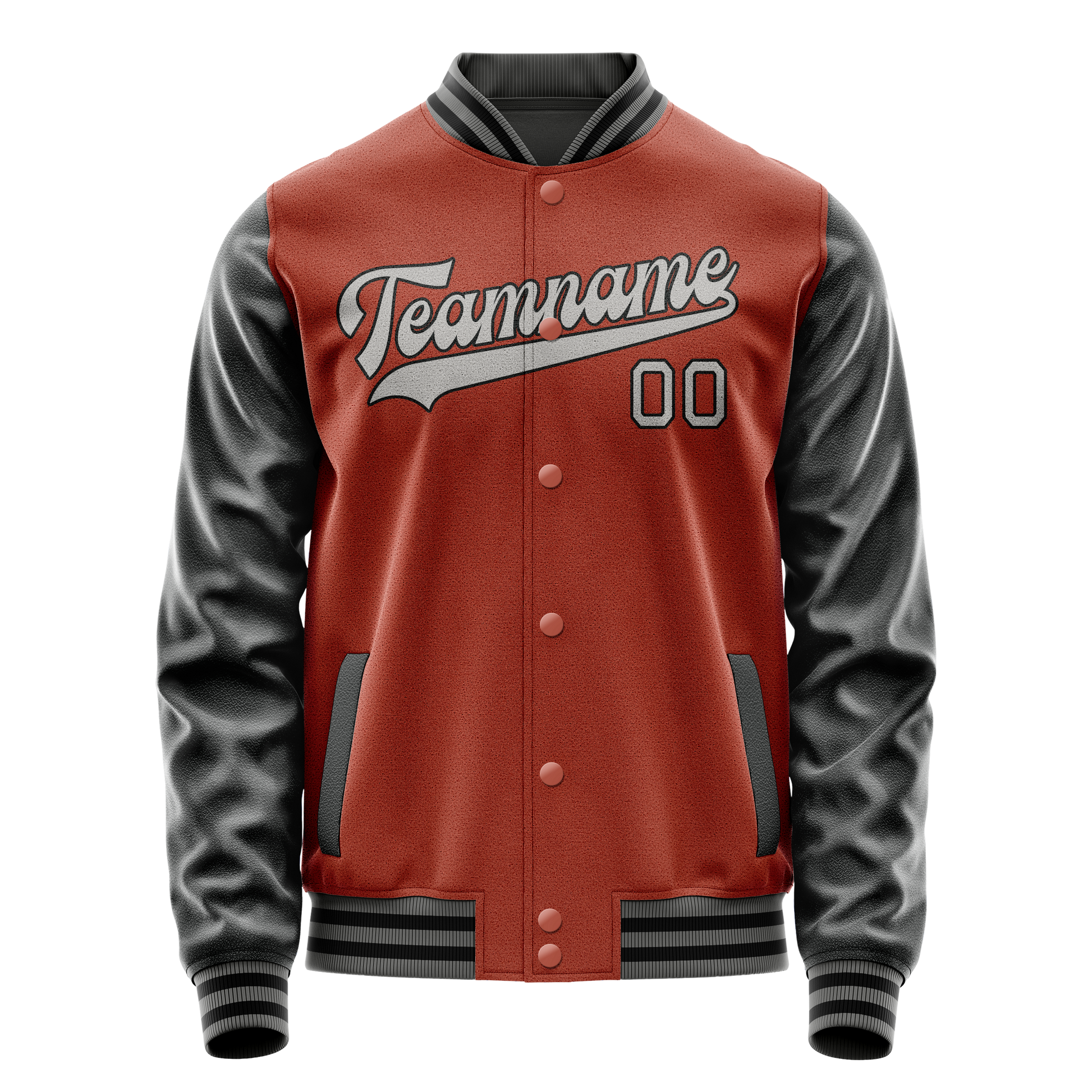 Custom Texas-Orange Black Solid Color Varsity Letterman Jacket JA02240617JG431