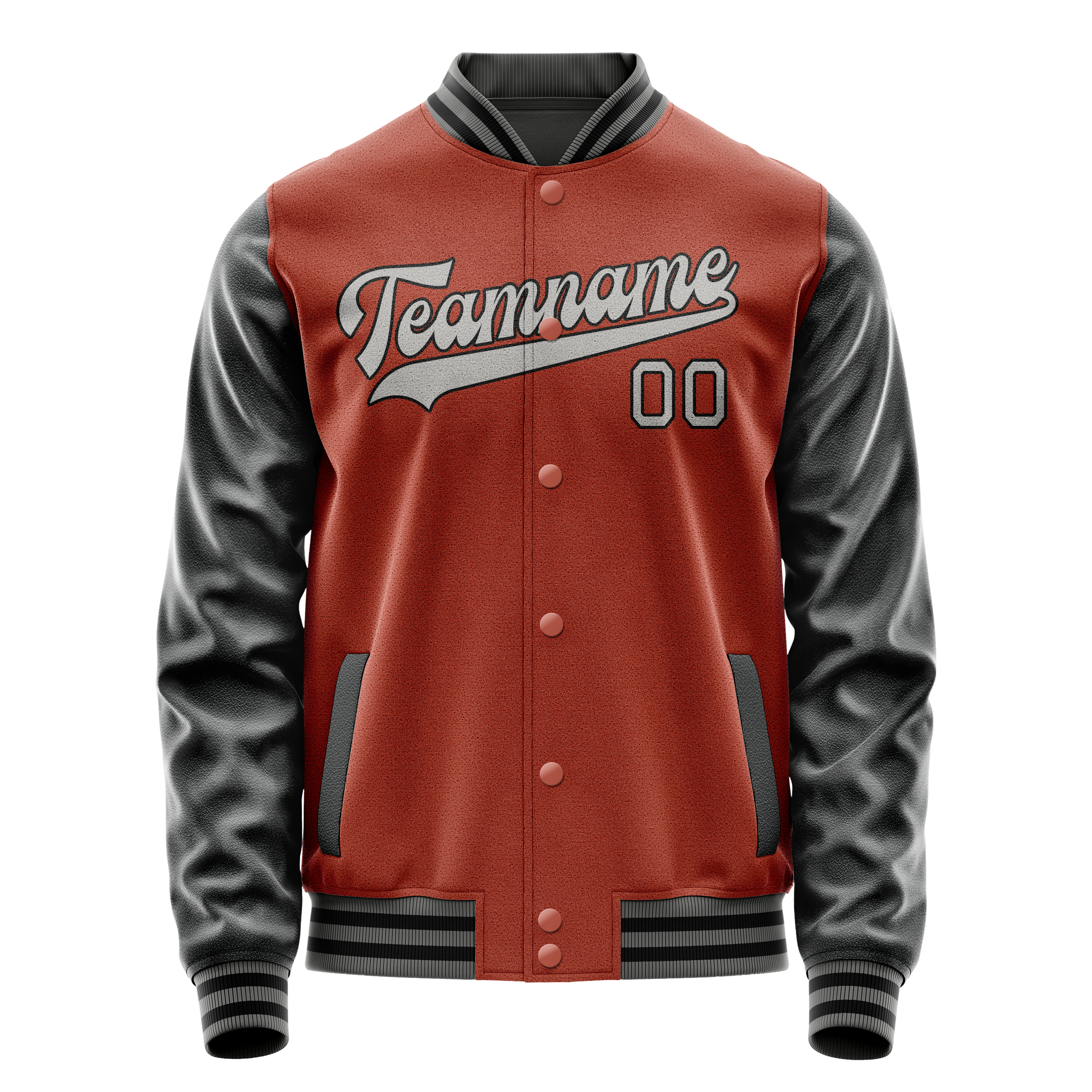 Custom Texas-Orange Black Solid Color Varsity Letterman Jacket JA02240617JG431