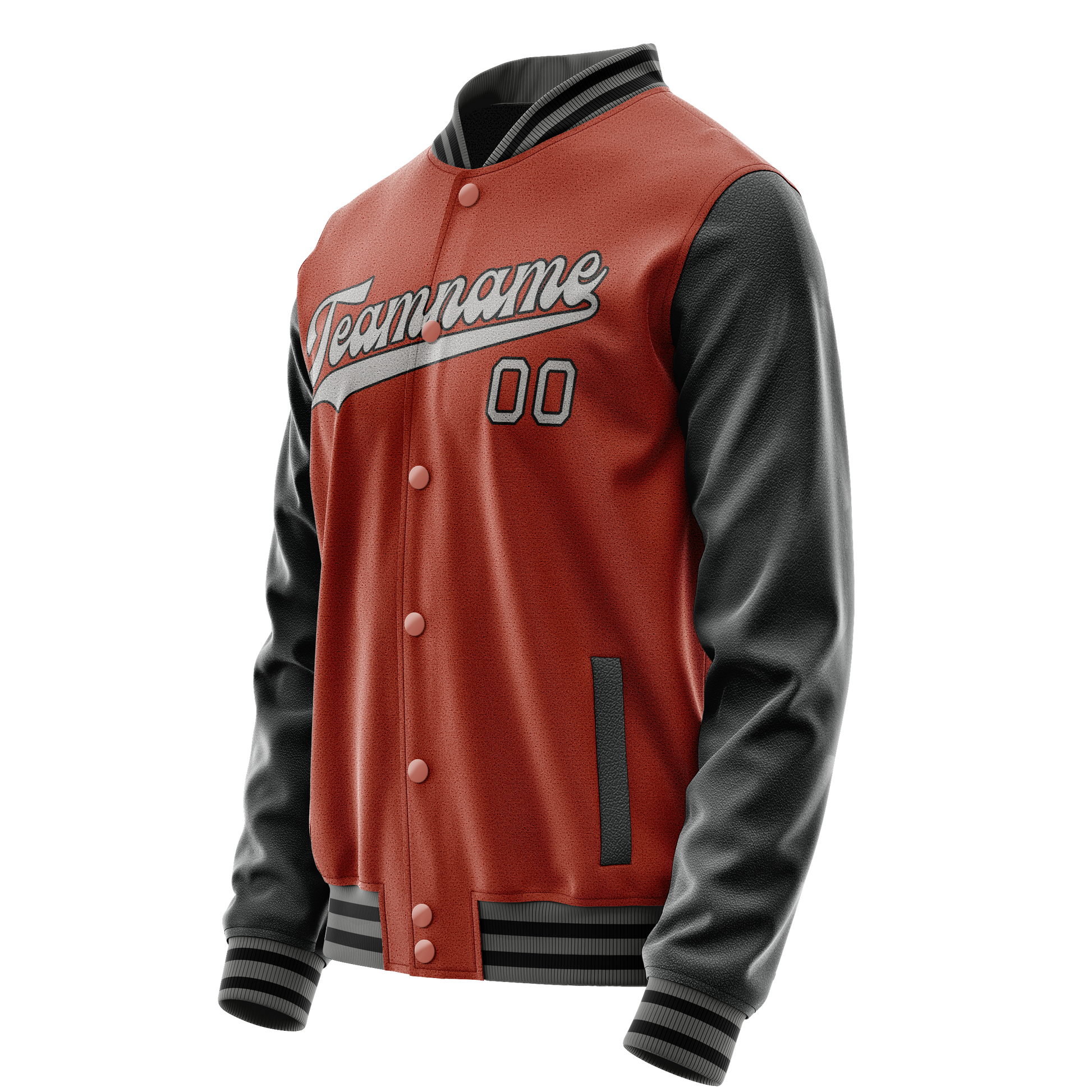 Custom Texas-Orange Black Solid Color Varsity Letterman Jacket JA02240617JG431
